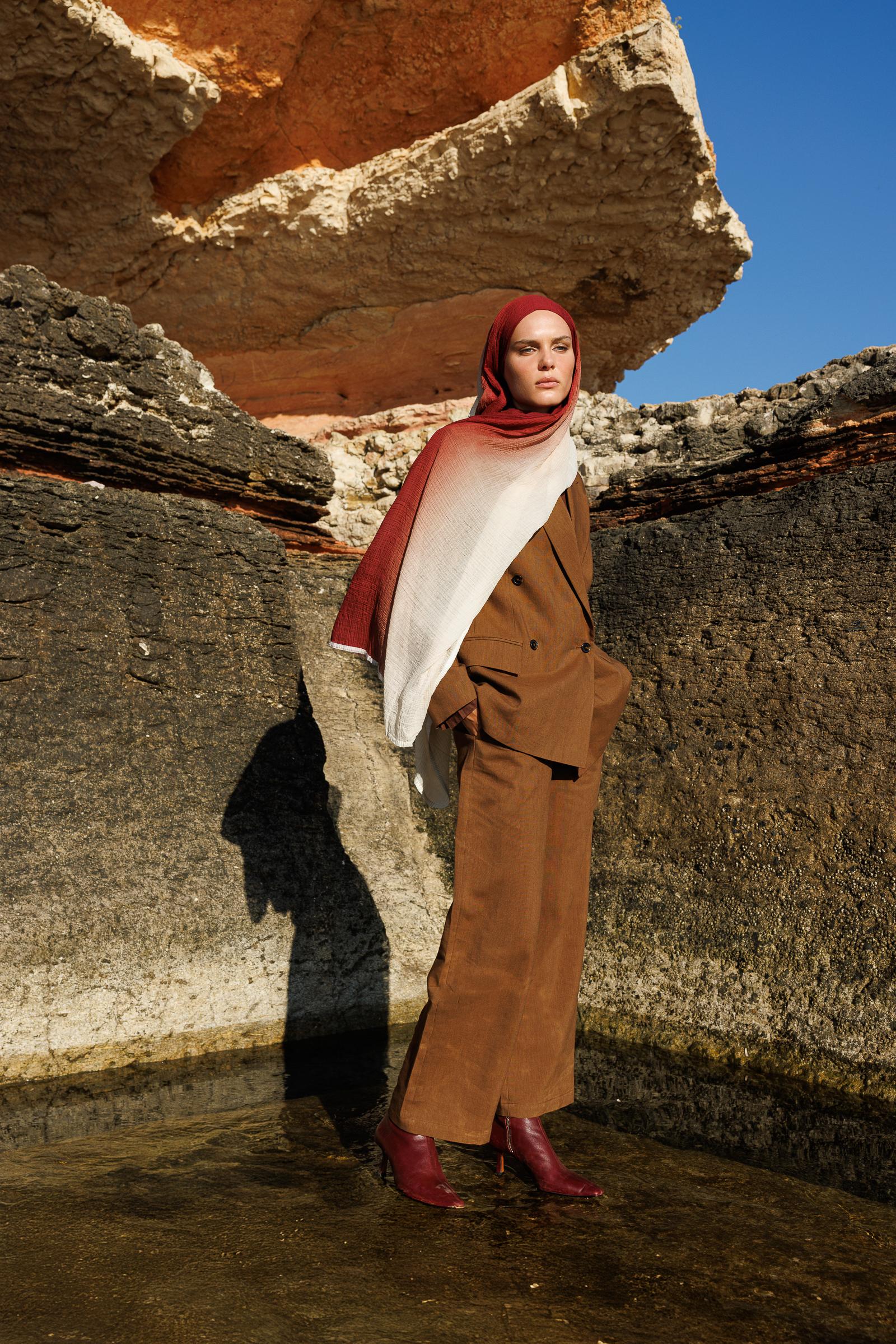 Cherry Aurora Muslin Shawl