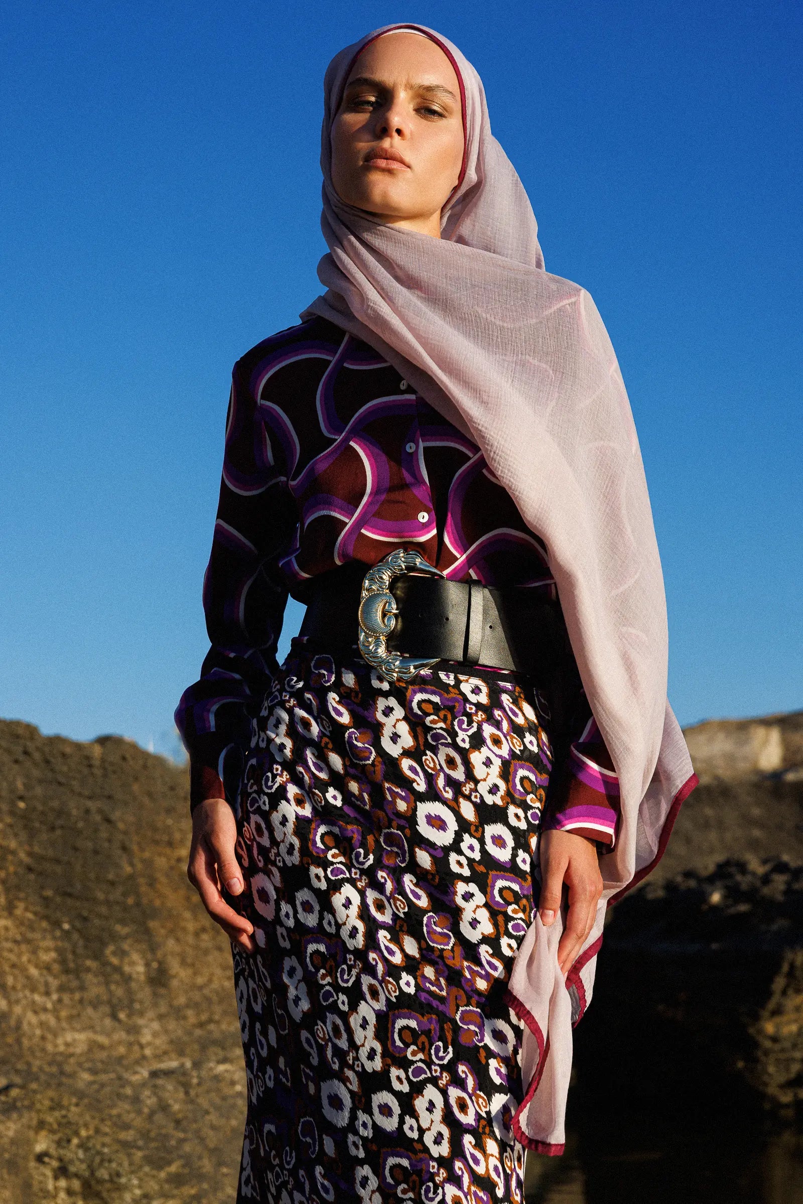 Rose Aurora Muslin Shawl