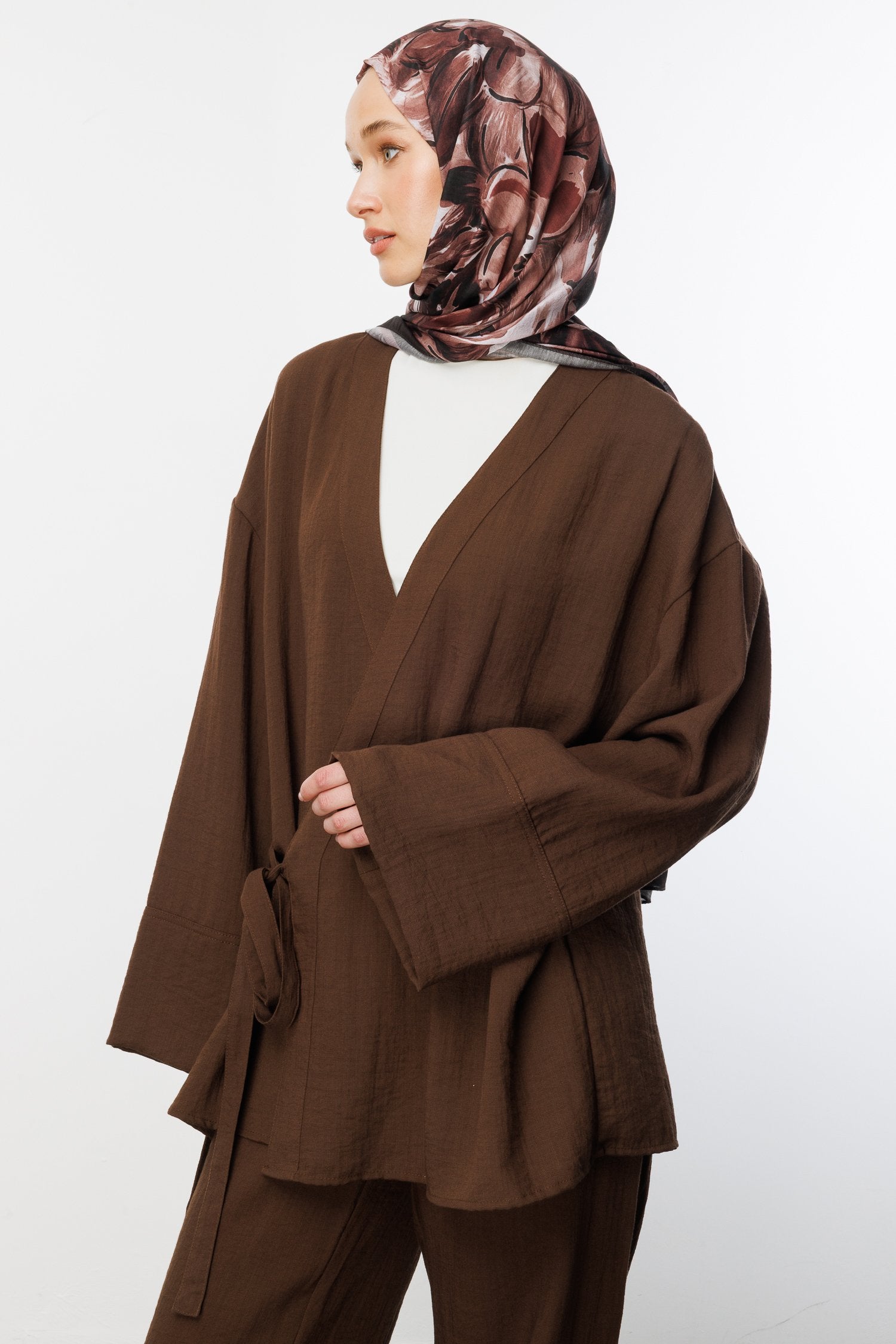 Brown Rossel Pattern Cotton Shawl