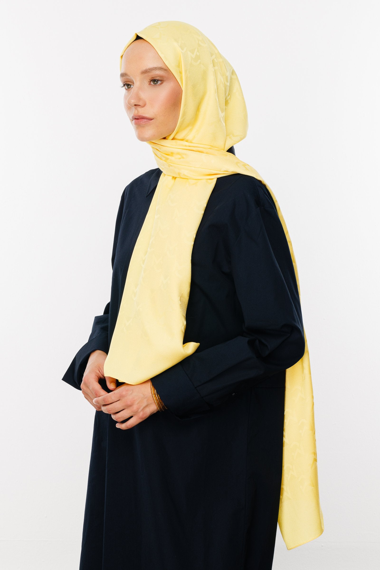 Yellow MC Pattern Jacquard Shawl