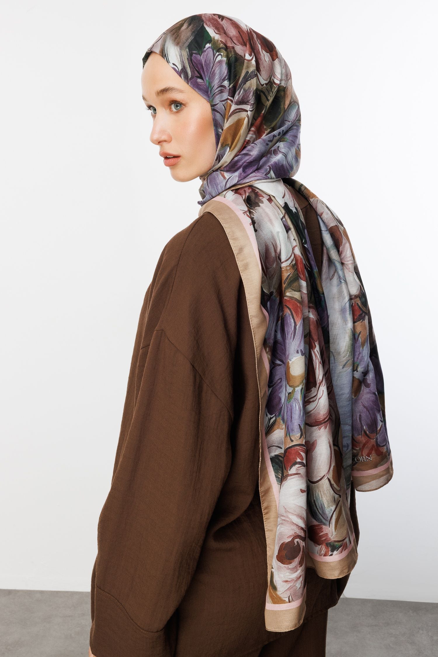 Beige Rossel Pattern Cotton Shawl