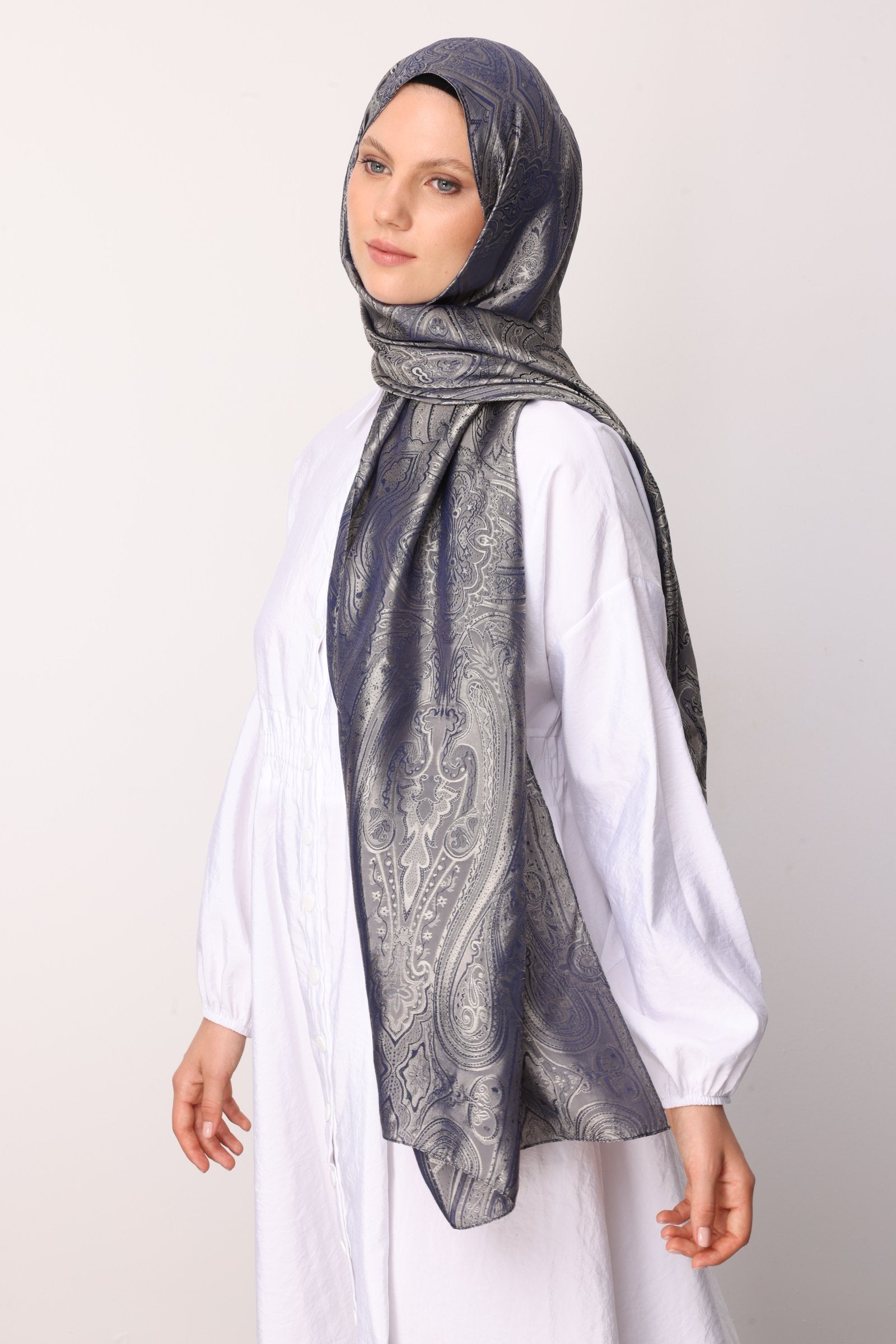 Navy Blue Lisa Pattern Shawl
