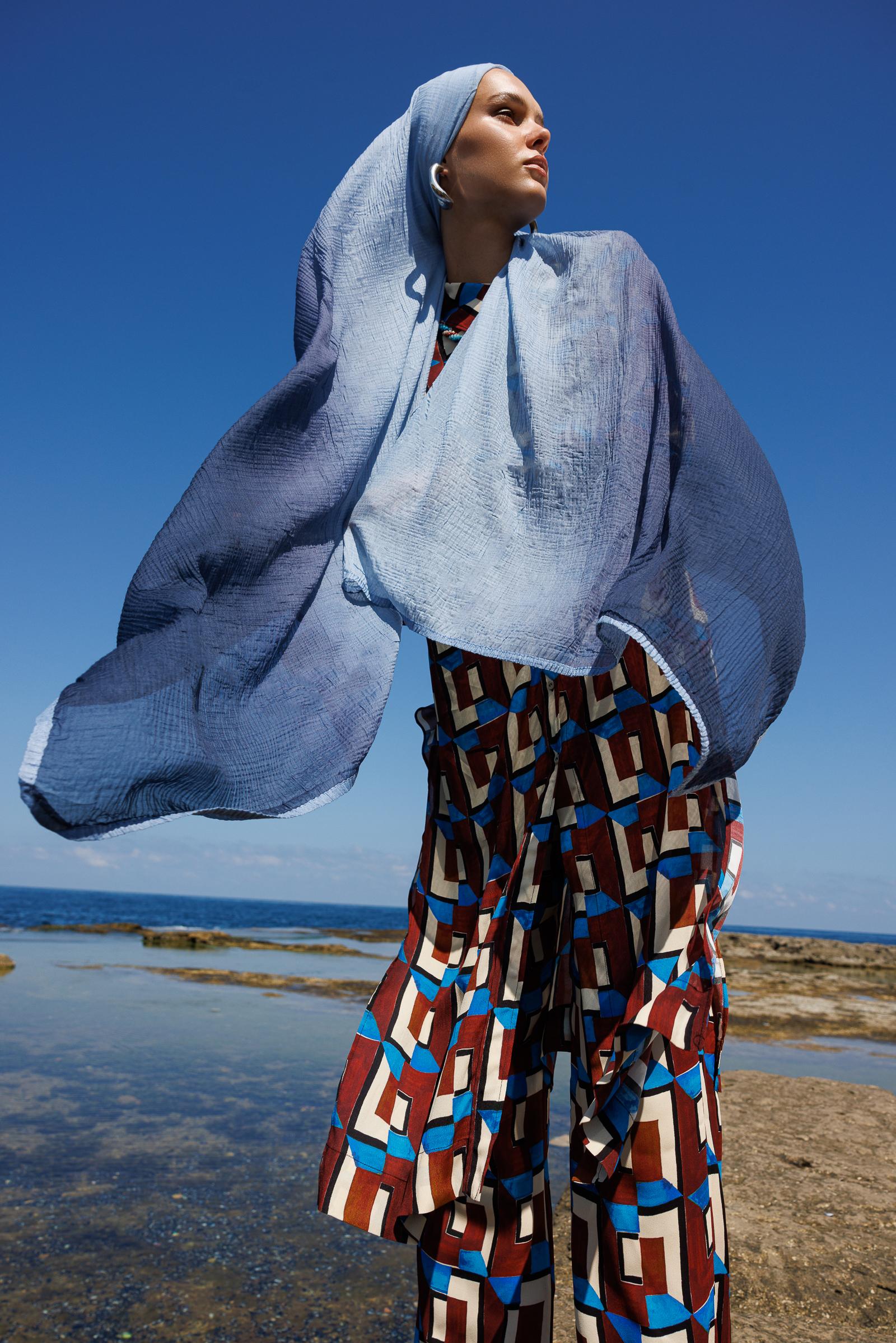 Sky Blue Aurora Muslin Shawl