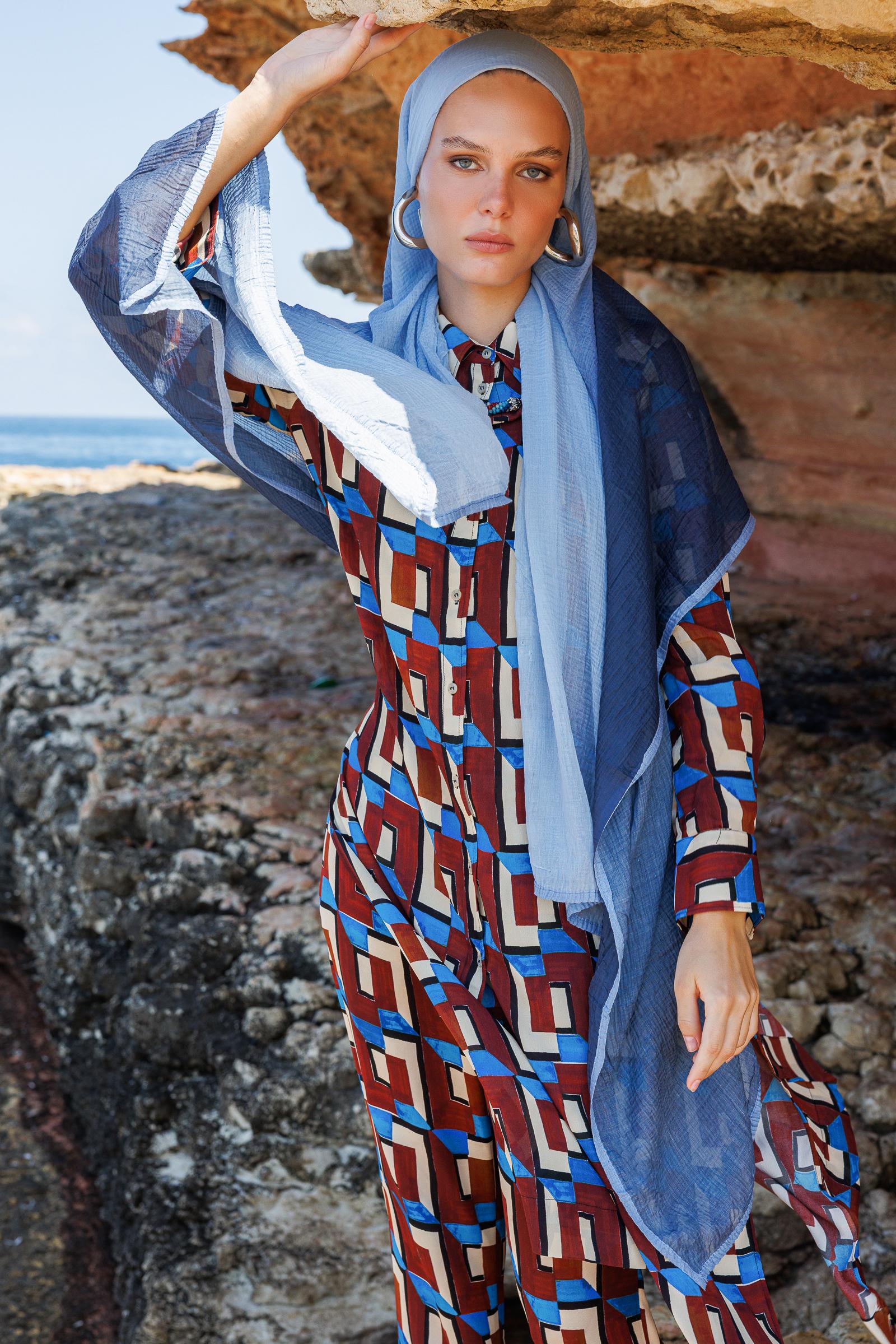 Sky Blue Aurora Muslin Shawl