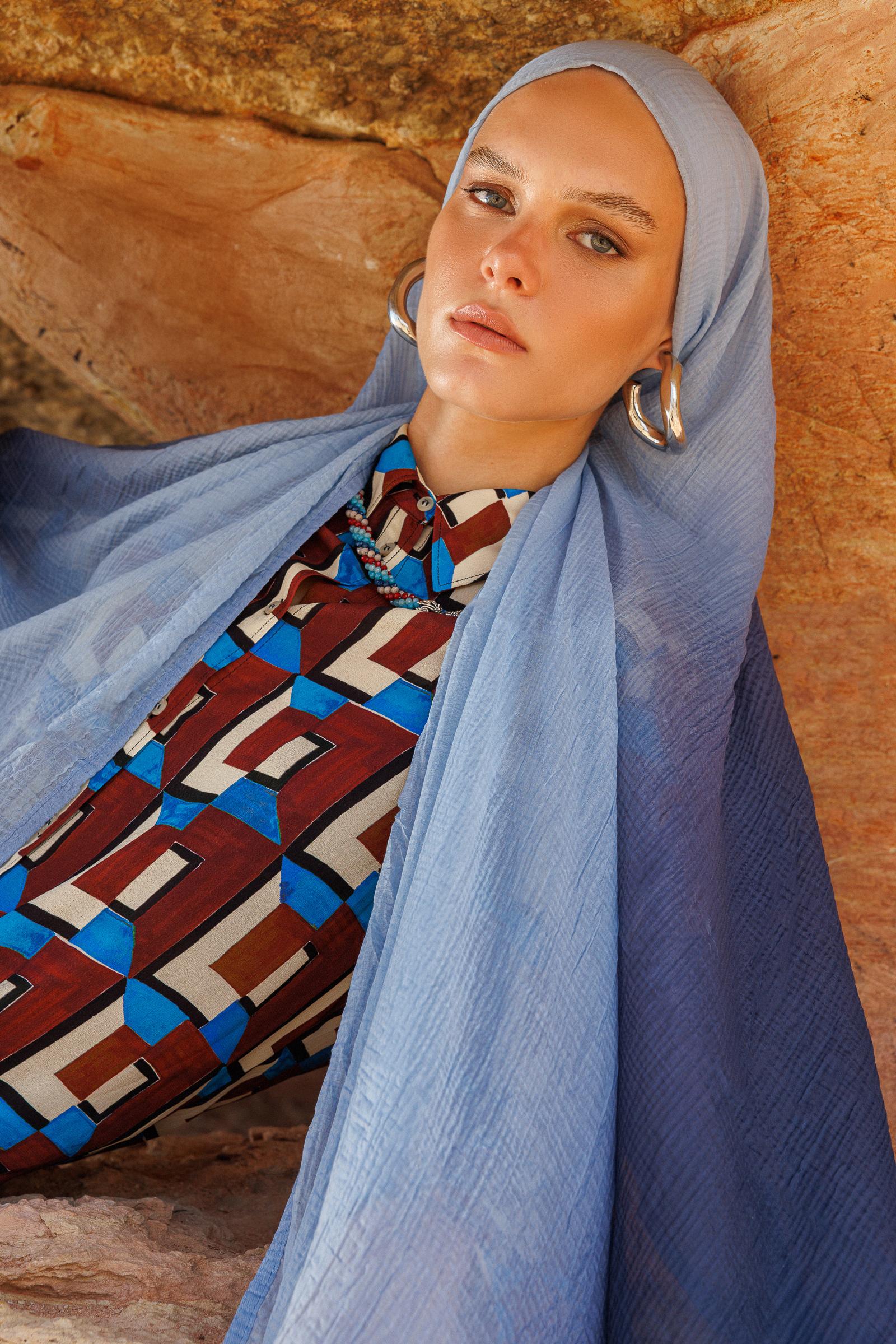 Sky Blue Aurora Muslin Shawl