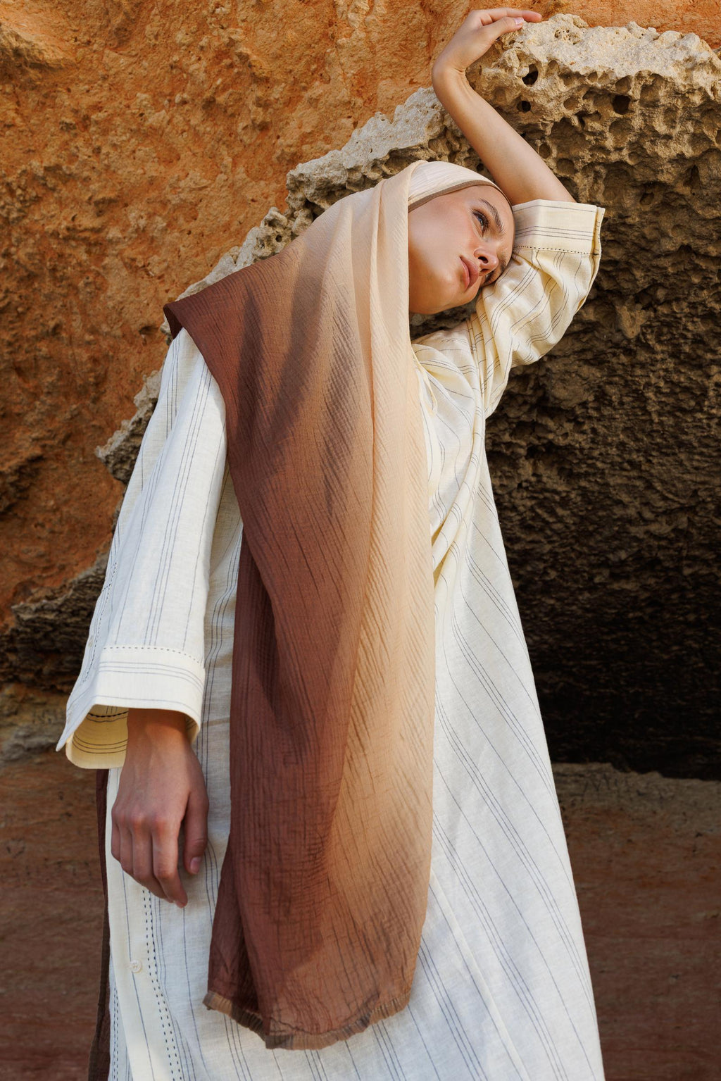 Caramel Aurora Muslin Shawl