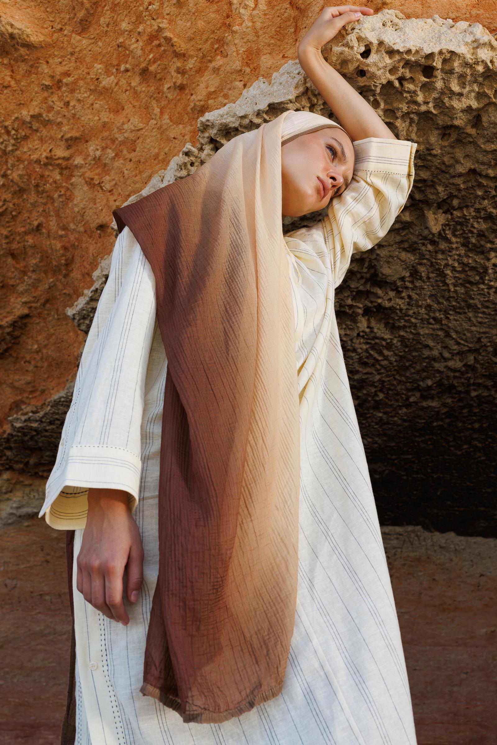Caramel Aurora Muslin Shawl