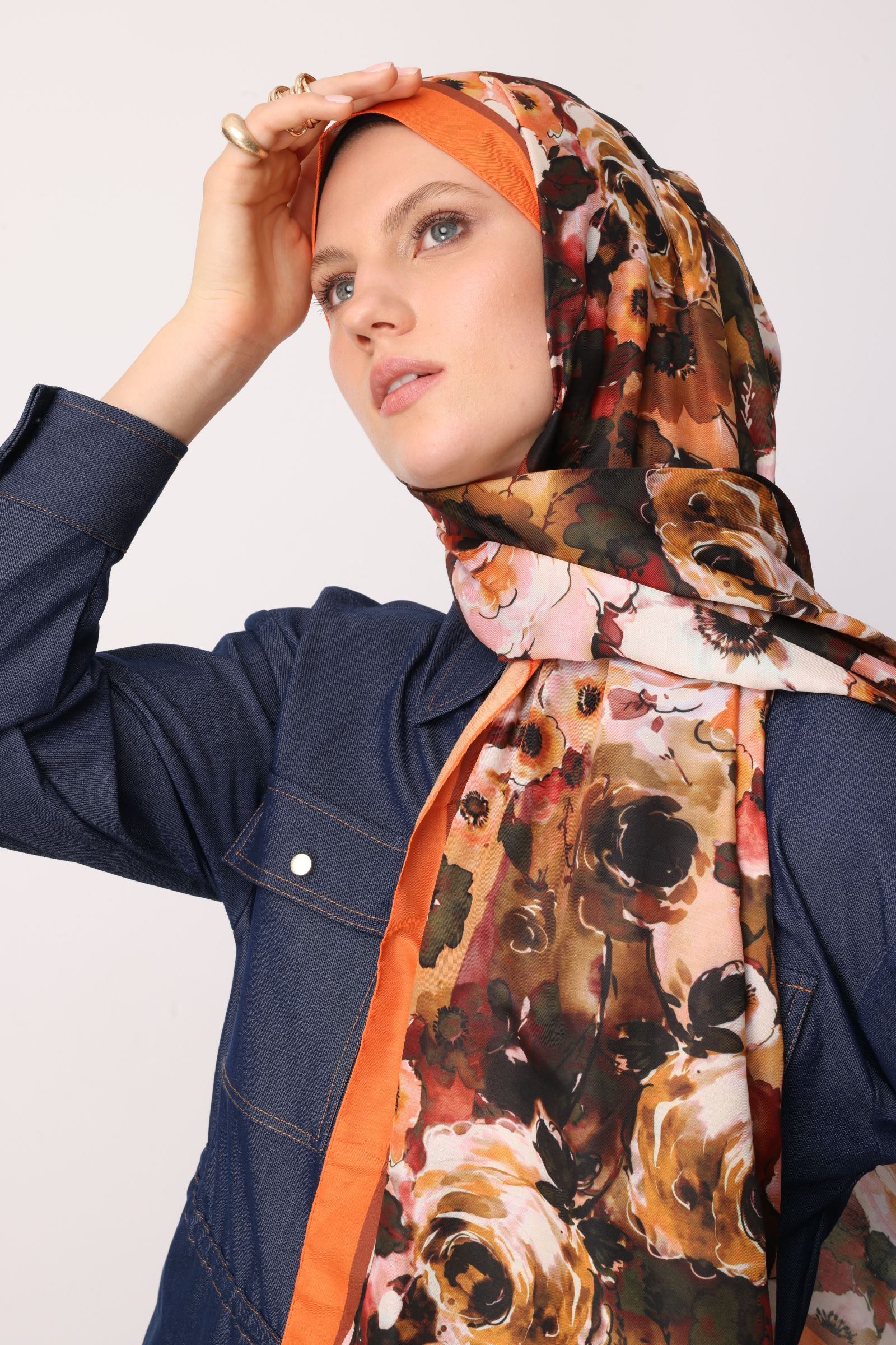 Orange Vensel Pattern Cotton Shawl