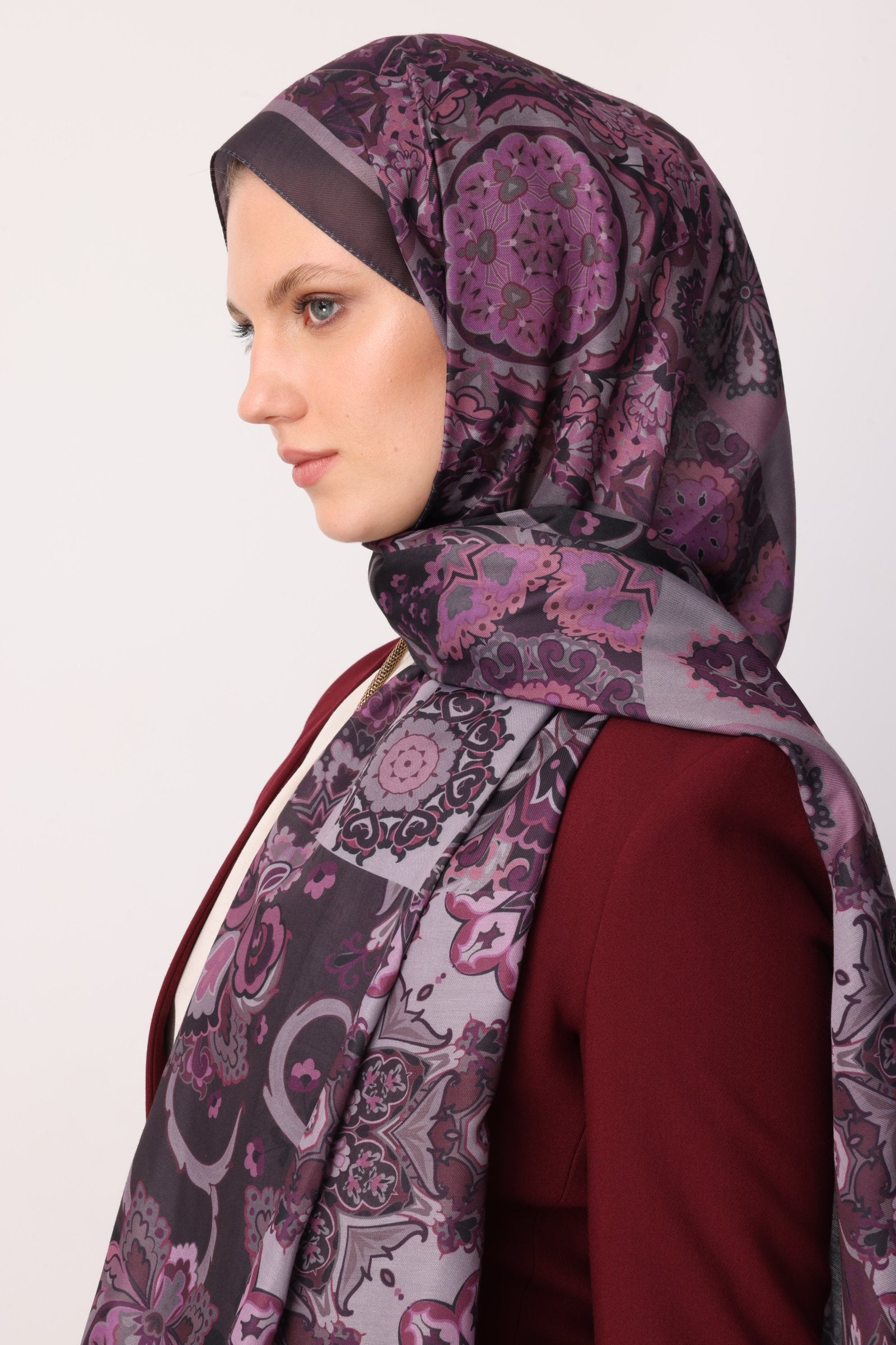 Purple Solhar Pattern Cotton Shawl
