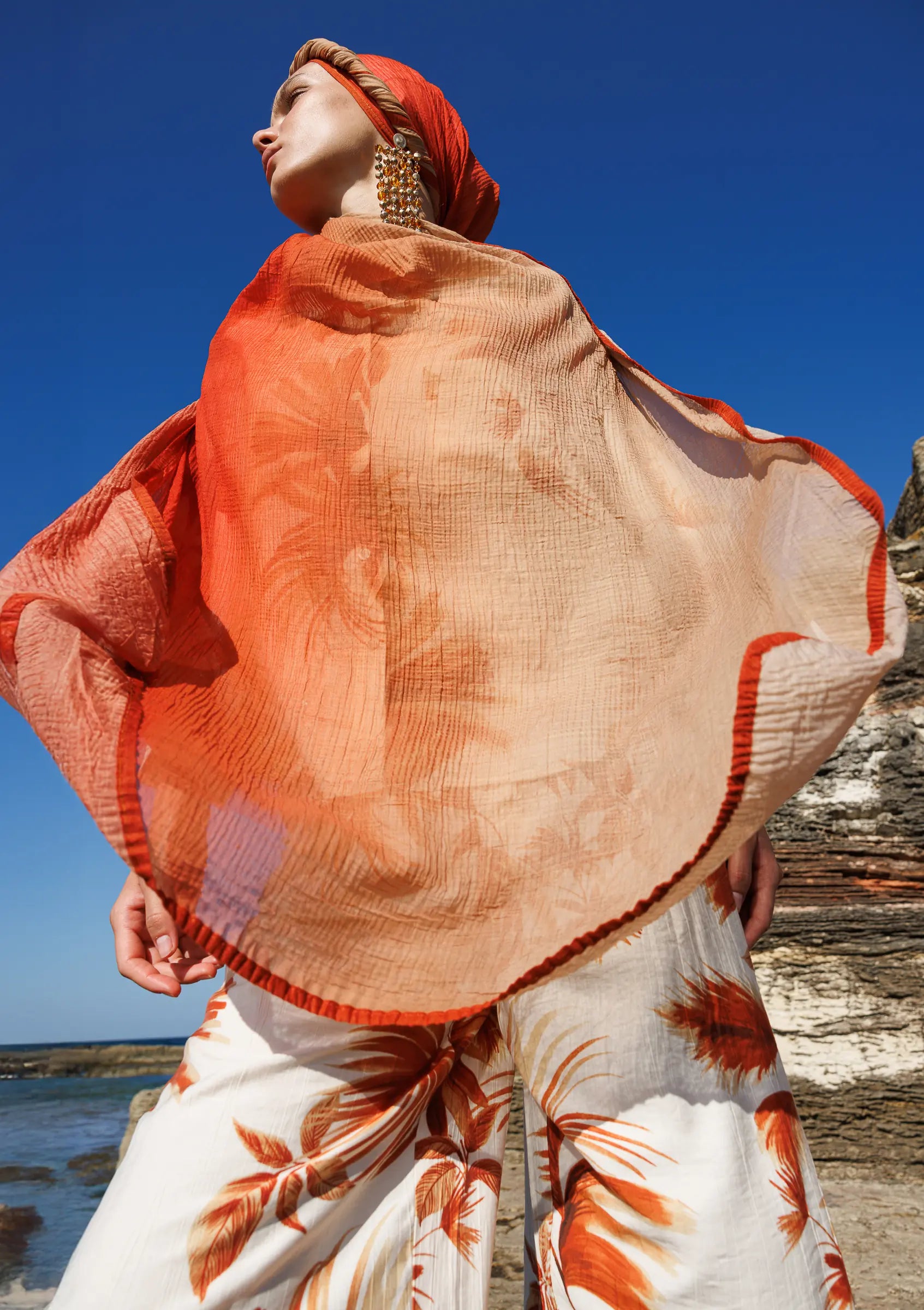 Terracotta Aurora Muslin Shawl