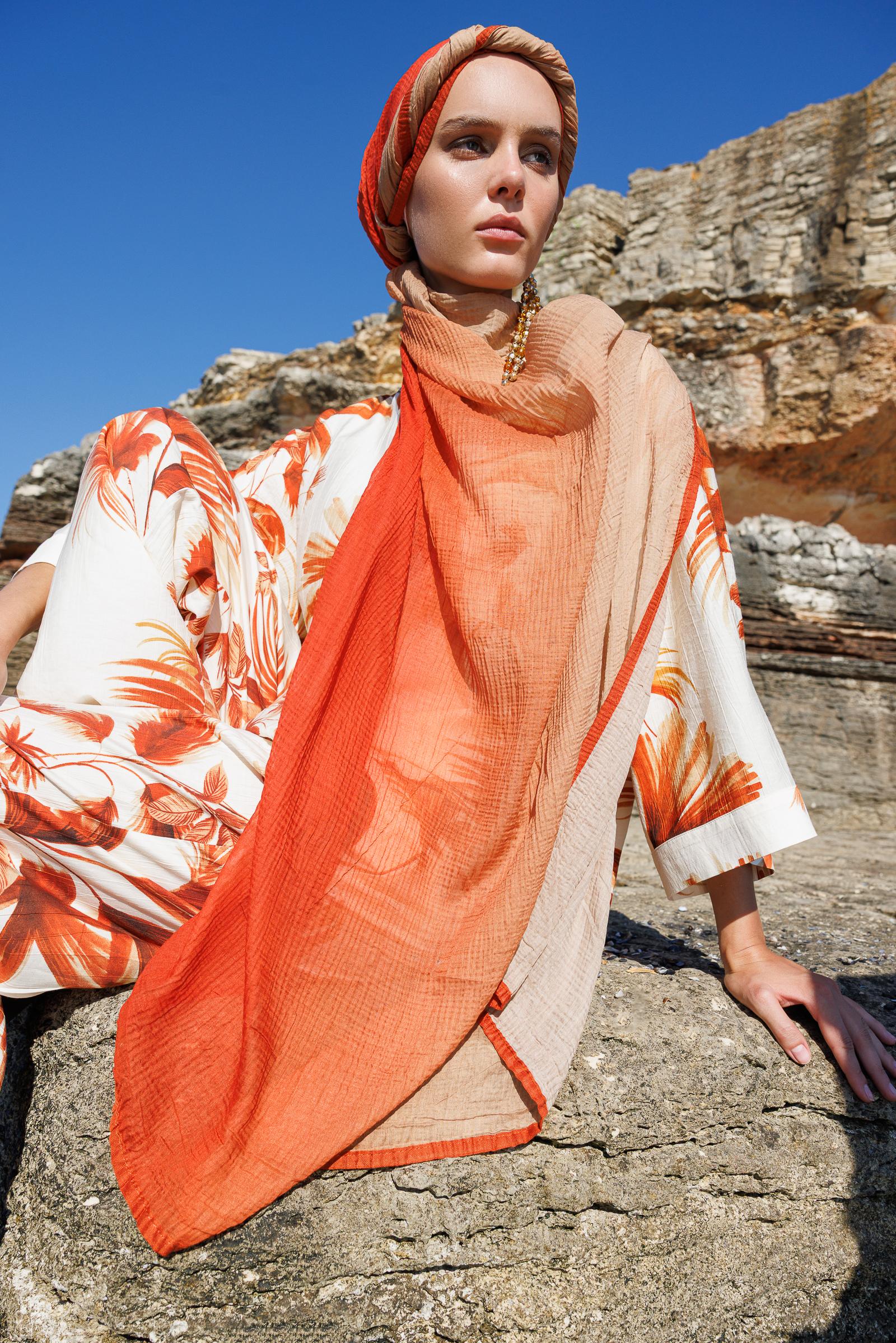 Terracotta Aurora Muslin Shawl