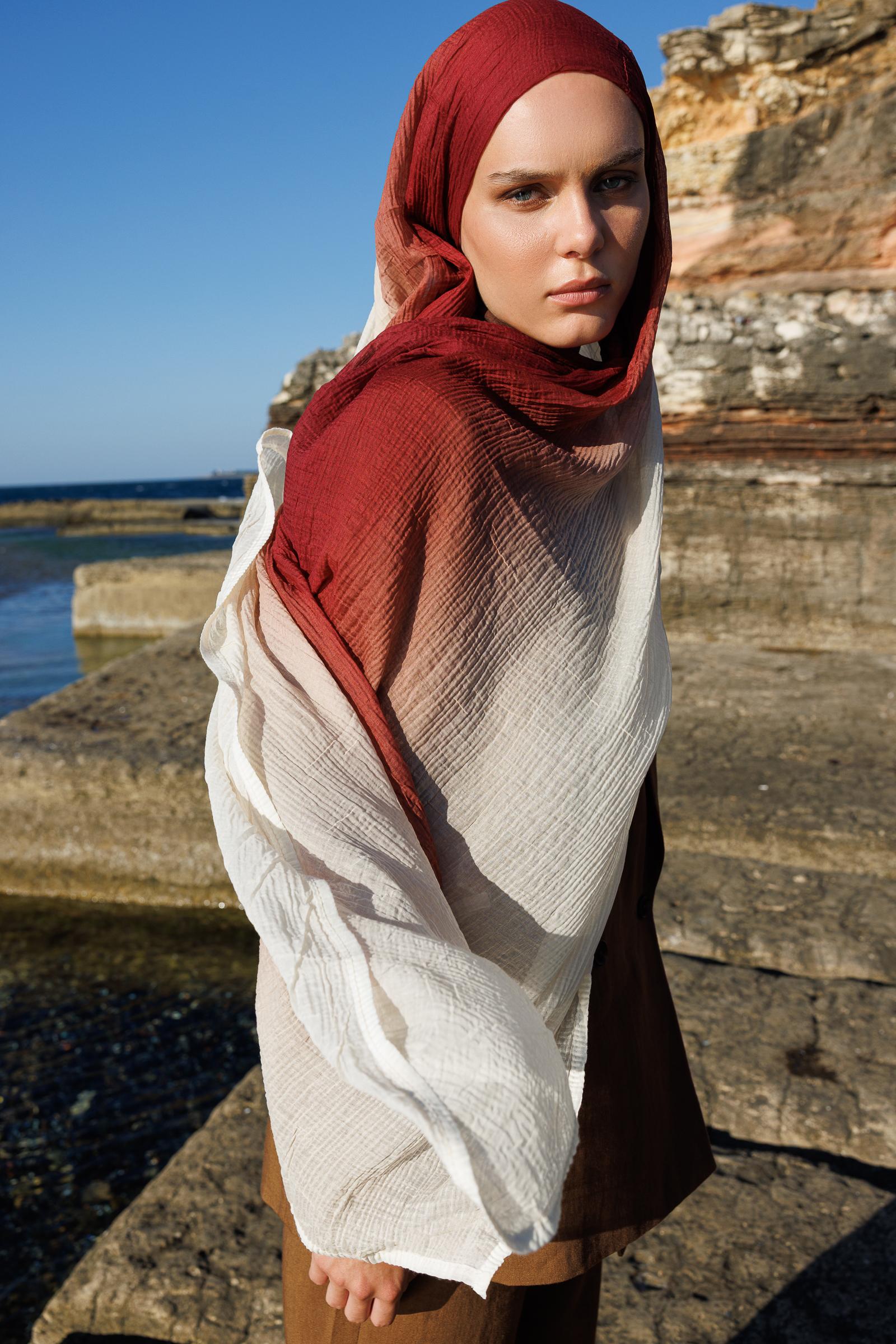 Cherry Aurora Muslin Shawl