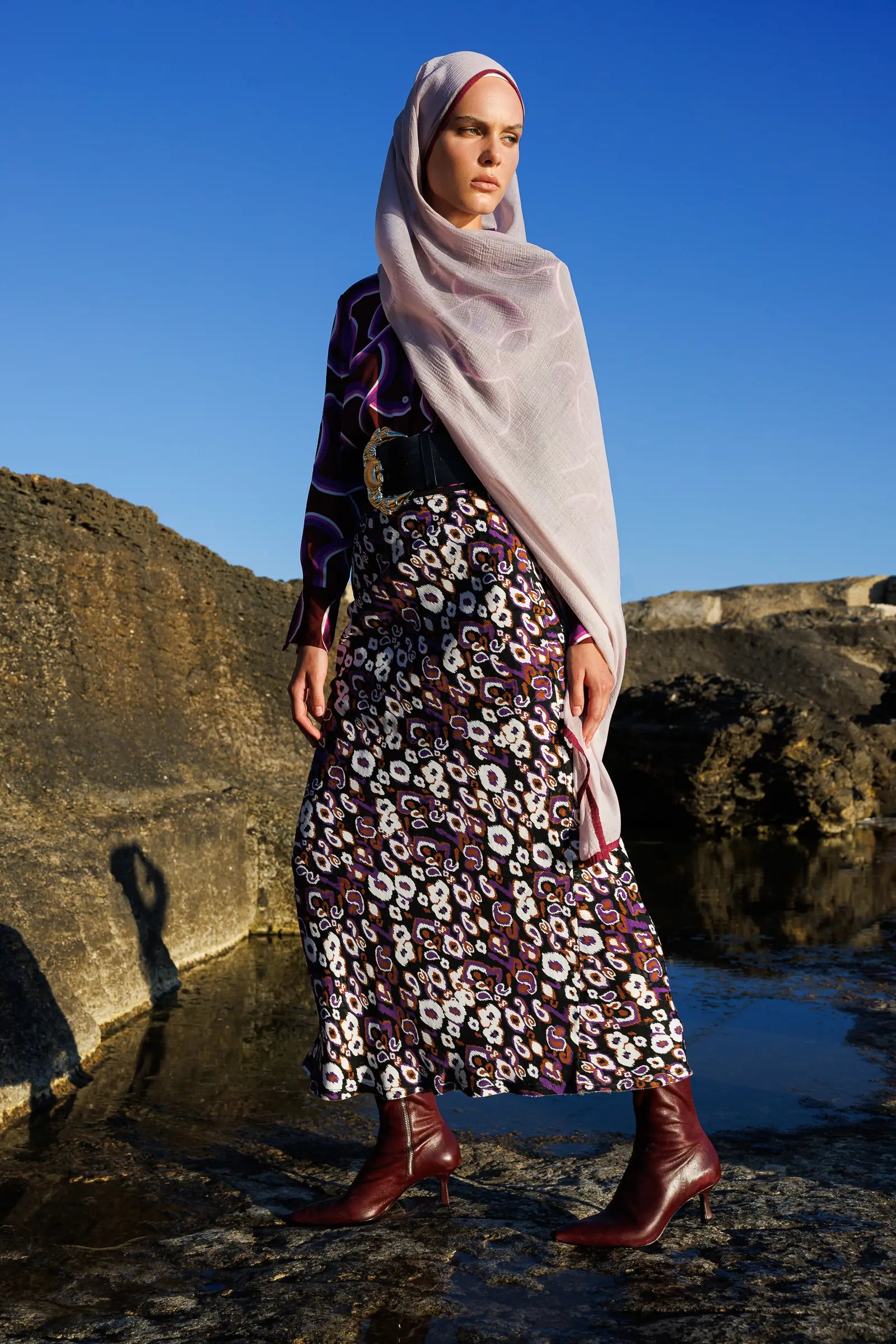 Rose Aurora Muslin Shawl