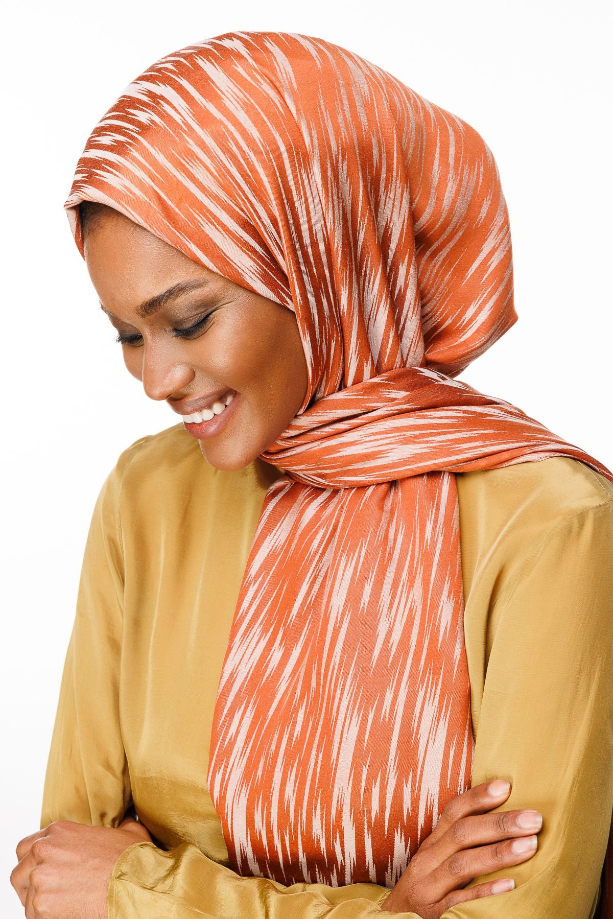 Cinnamon-Beige Selis Pattern Double-Sided Shawl