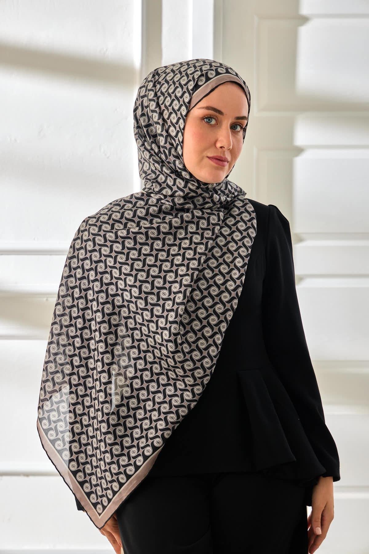 Black Elegance 100% Voile Silk Shawl Handmade