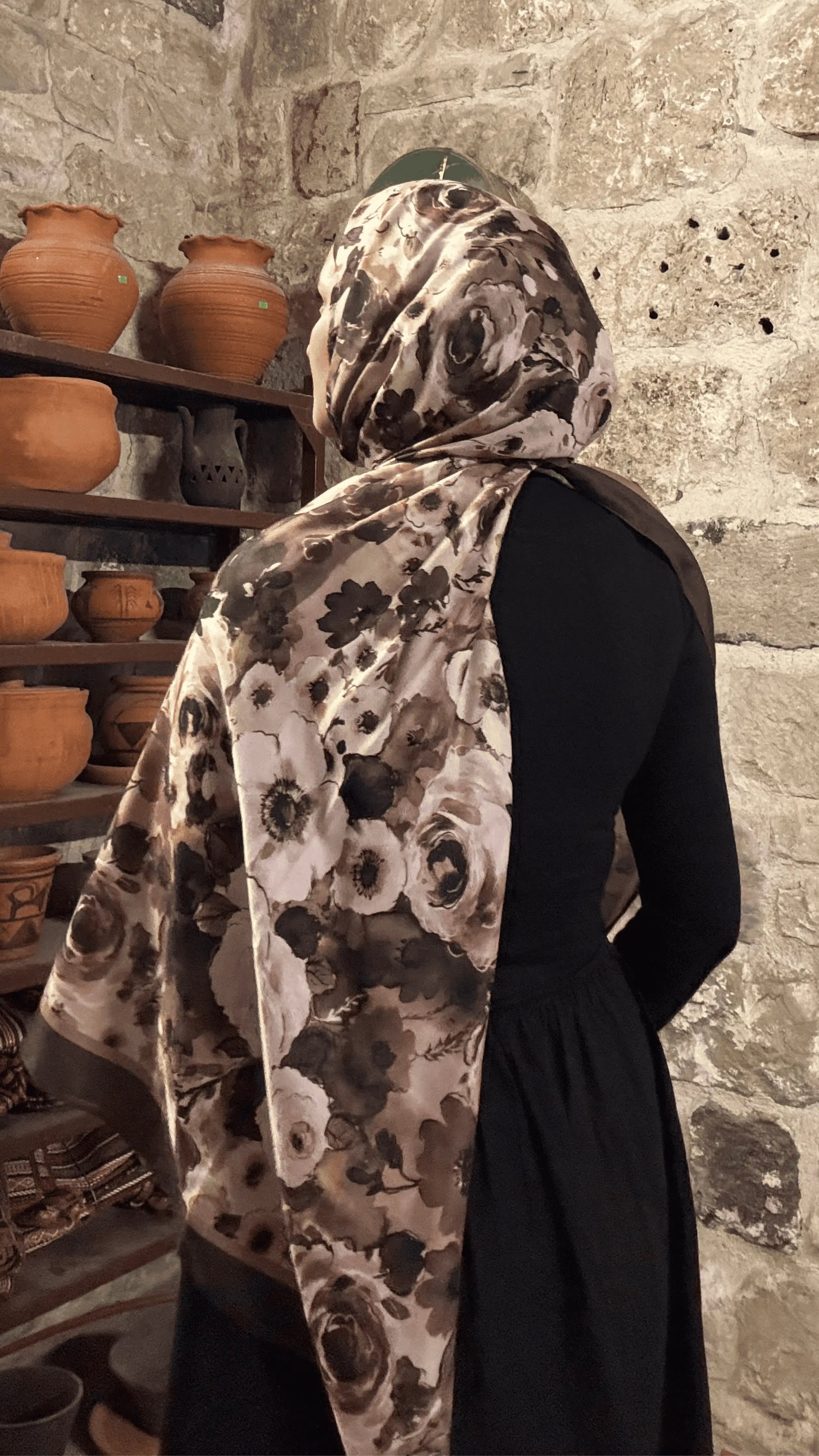 Khaki Vensel Pattern Cotton Shawl