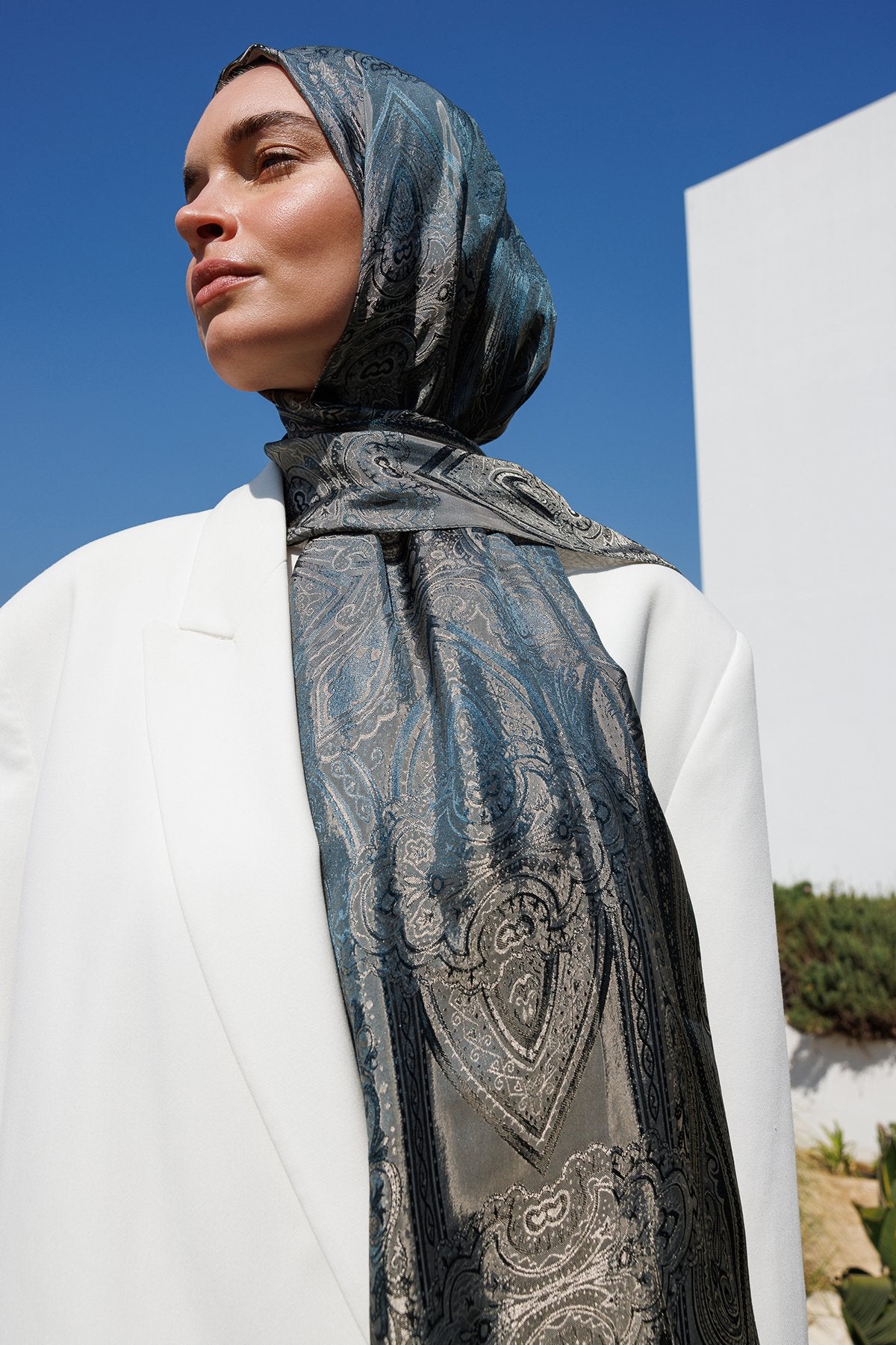 Petrol Blue Lisa Pattern Shawl