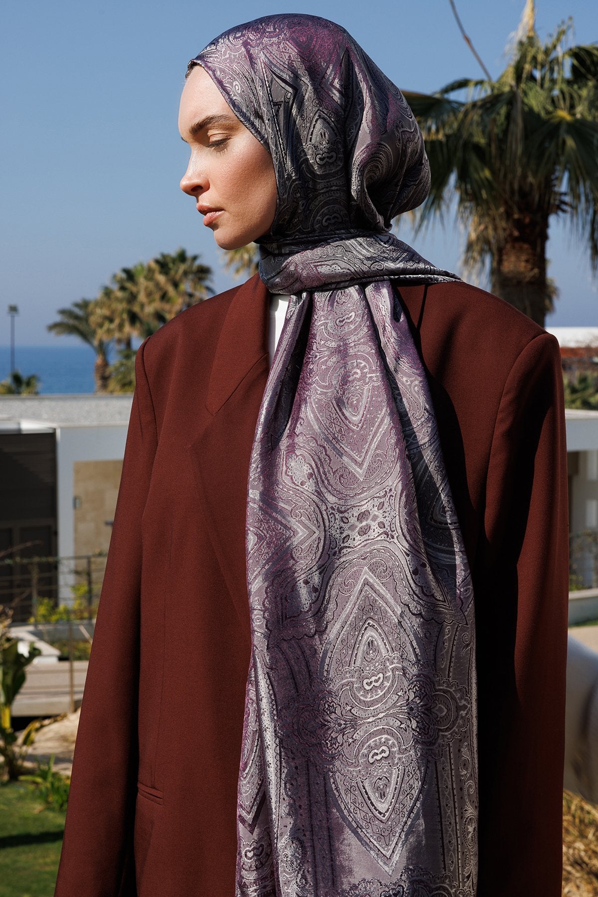 Purple Lisa Pattern Shawl