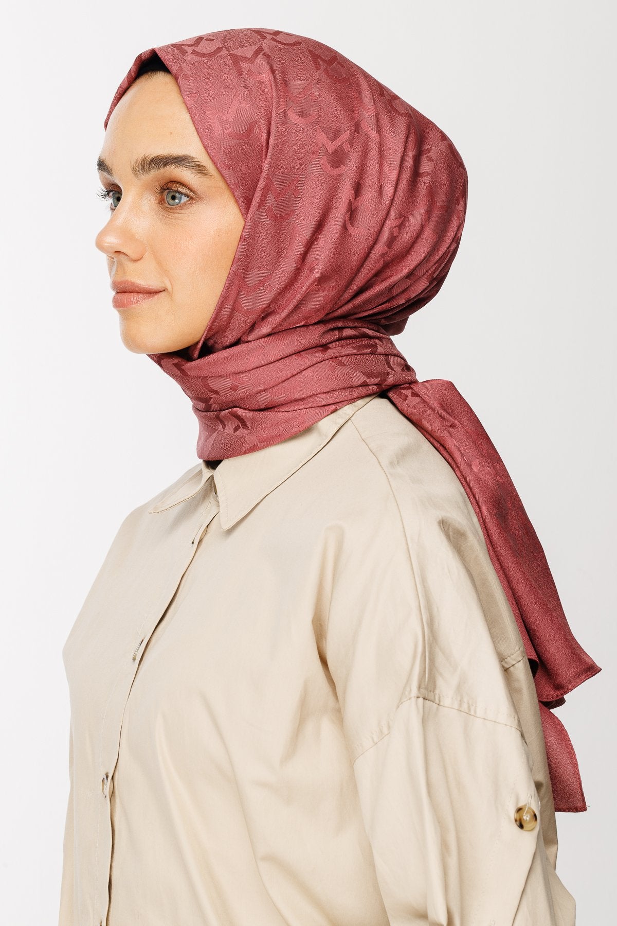 Dried Rose MC Pattern Jacquard Shawl