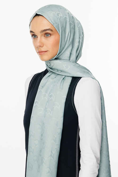 Almond Green MC Pattern Jacquard Shawl