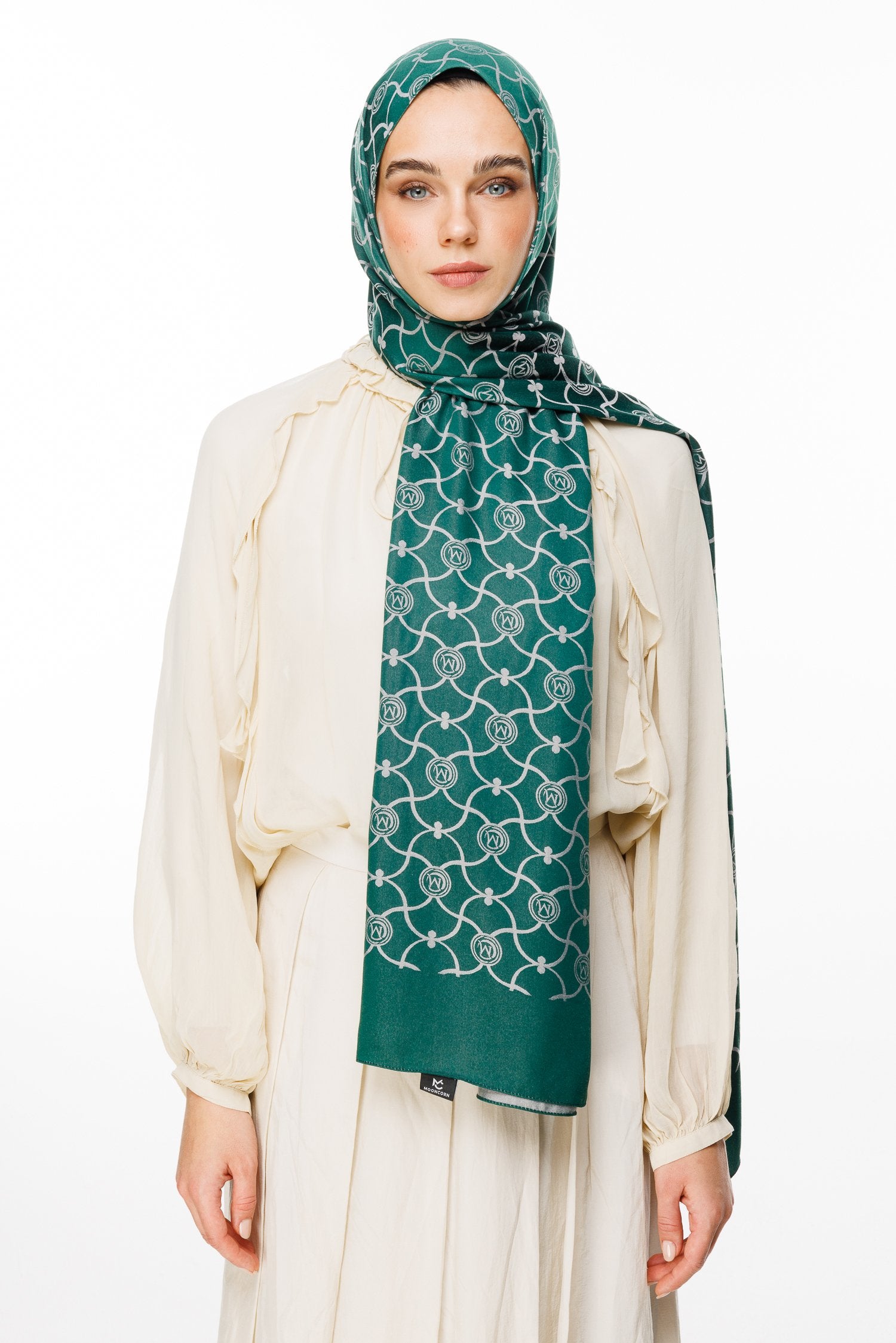 Emerald-Pink Marrakech Pattern Double-Sided Shawl