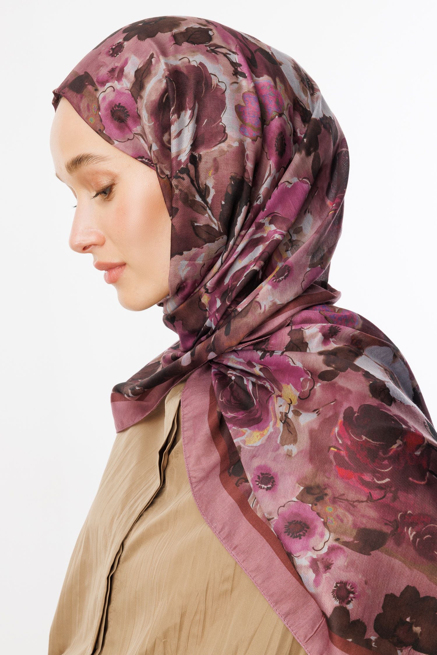 Dried Rose Vensel Pattern Cotton Shawl