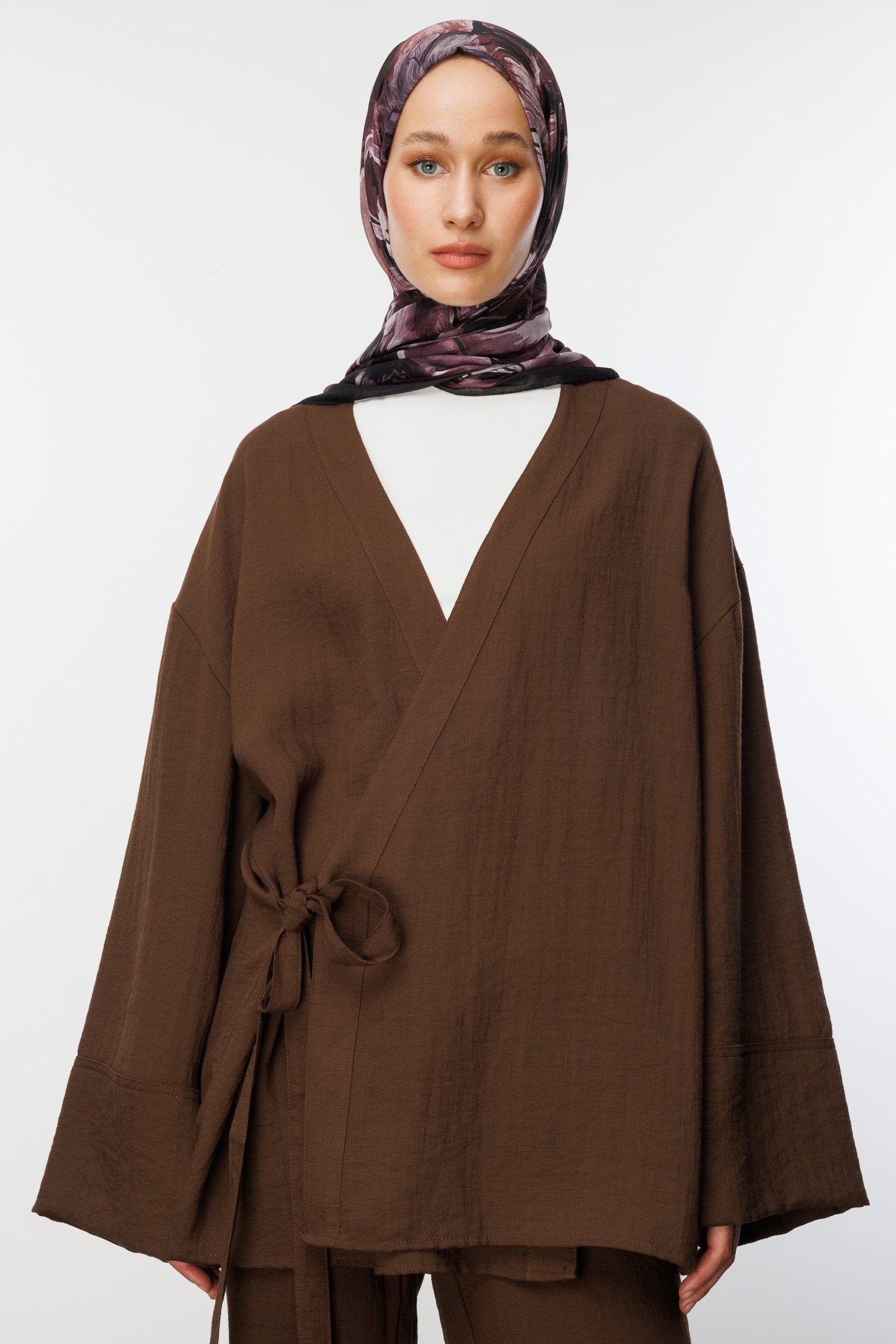 Dried Rose Rossel Pattern Cotton Shawl