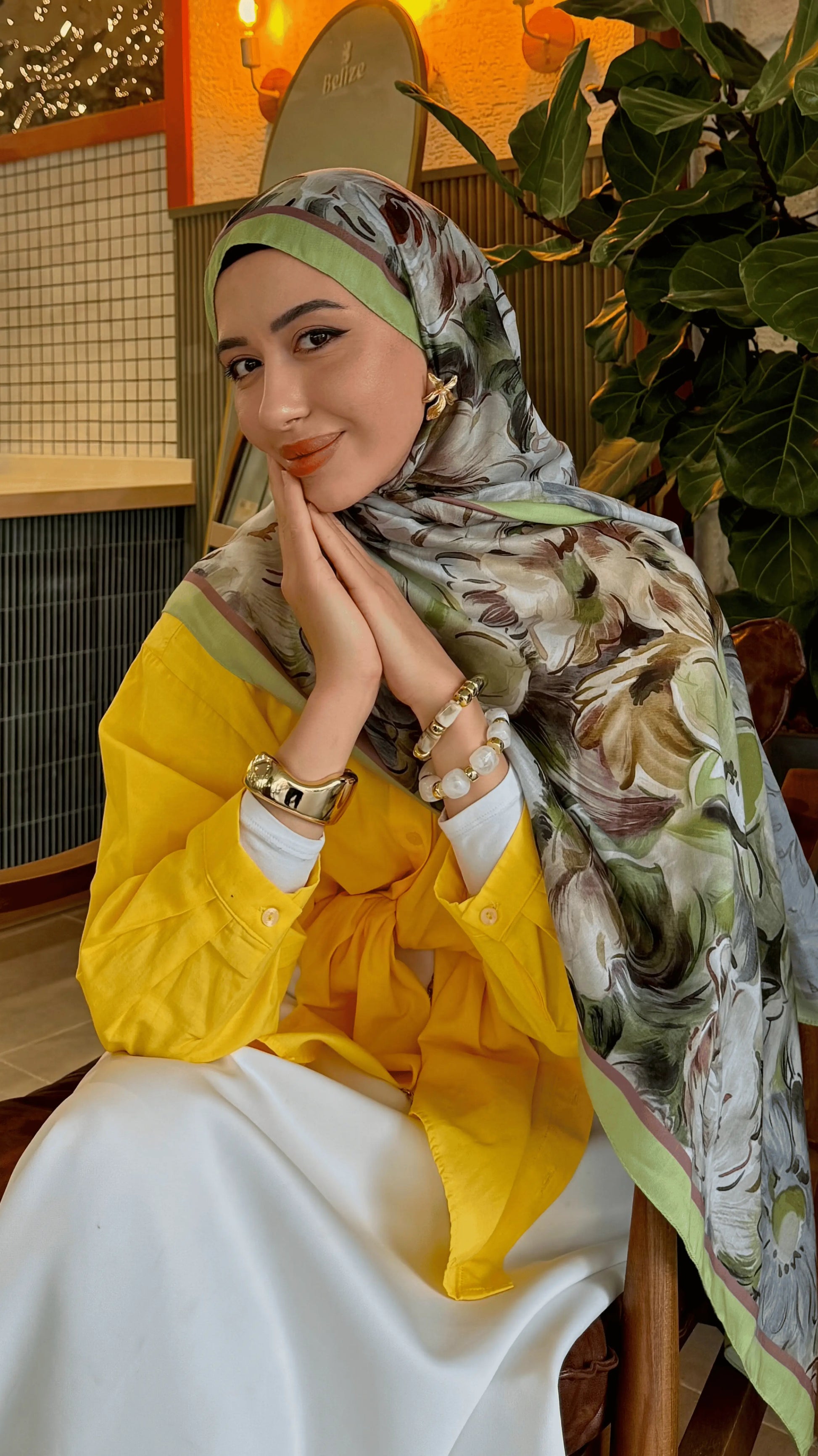 Green Rossel Pattern Cotton Shawl
