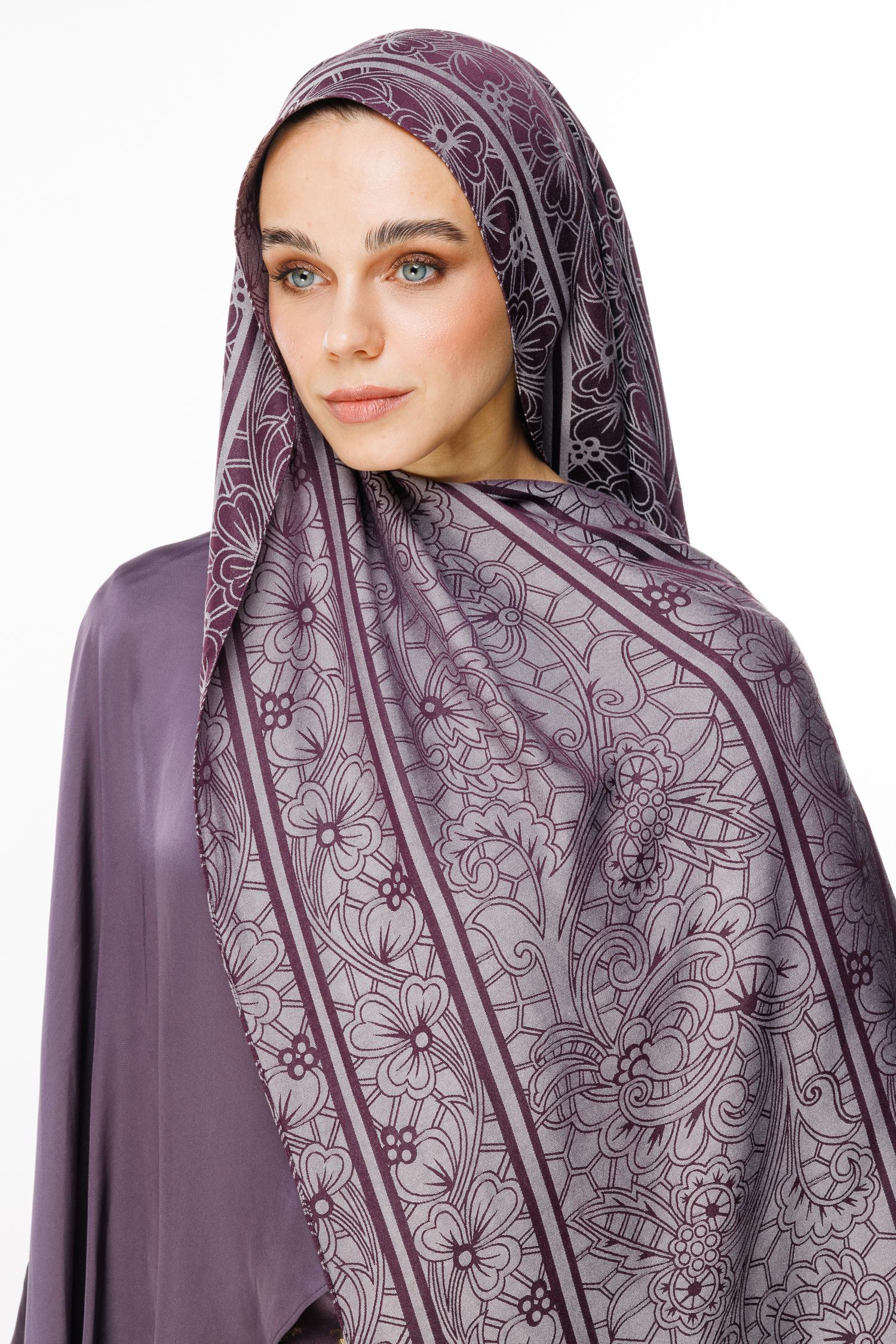 Purple-Gray Lavin Pattern Double-Sided Shawl