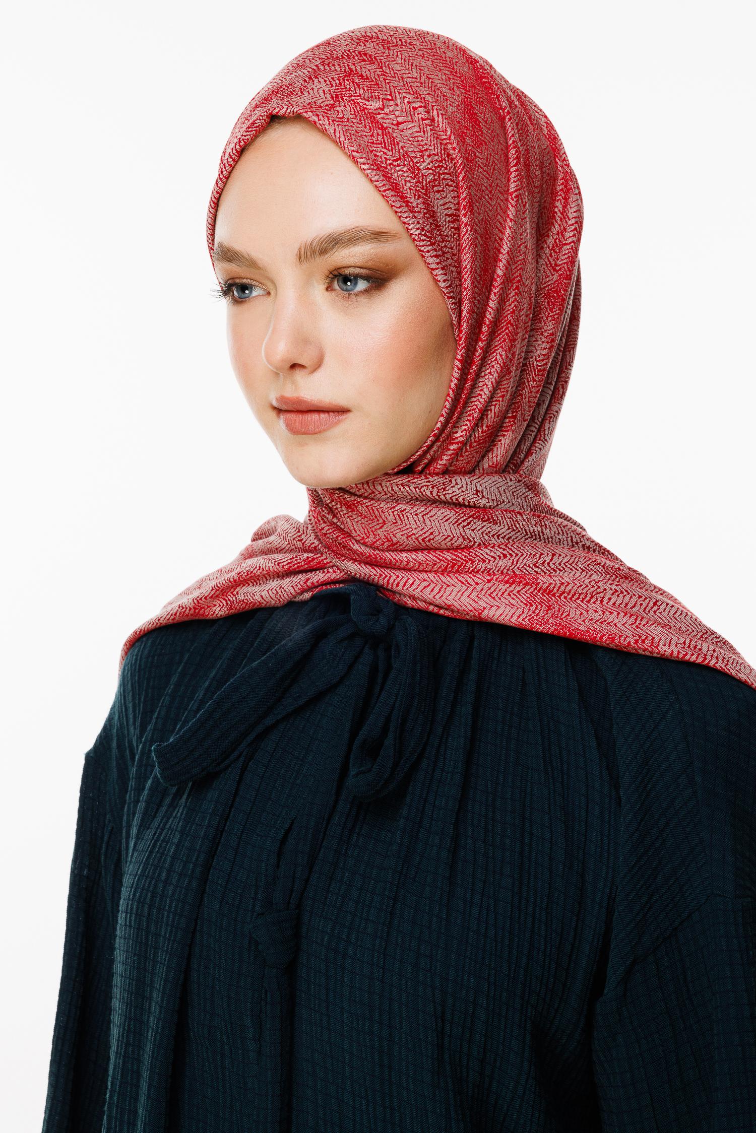 Burgundy-Mint Green Sahra Pattern Double-Sided Shawl