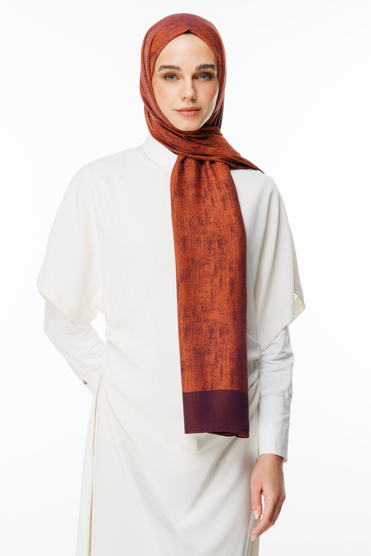 Purple-Orange Sahra Pattern Double-Sided Shawl