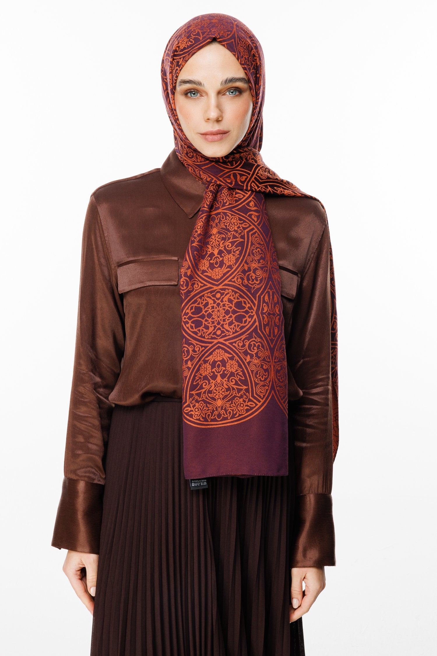 Purple-Orange Morocco Pattern Double-Sided Shawl