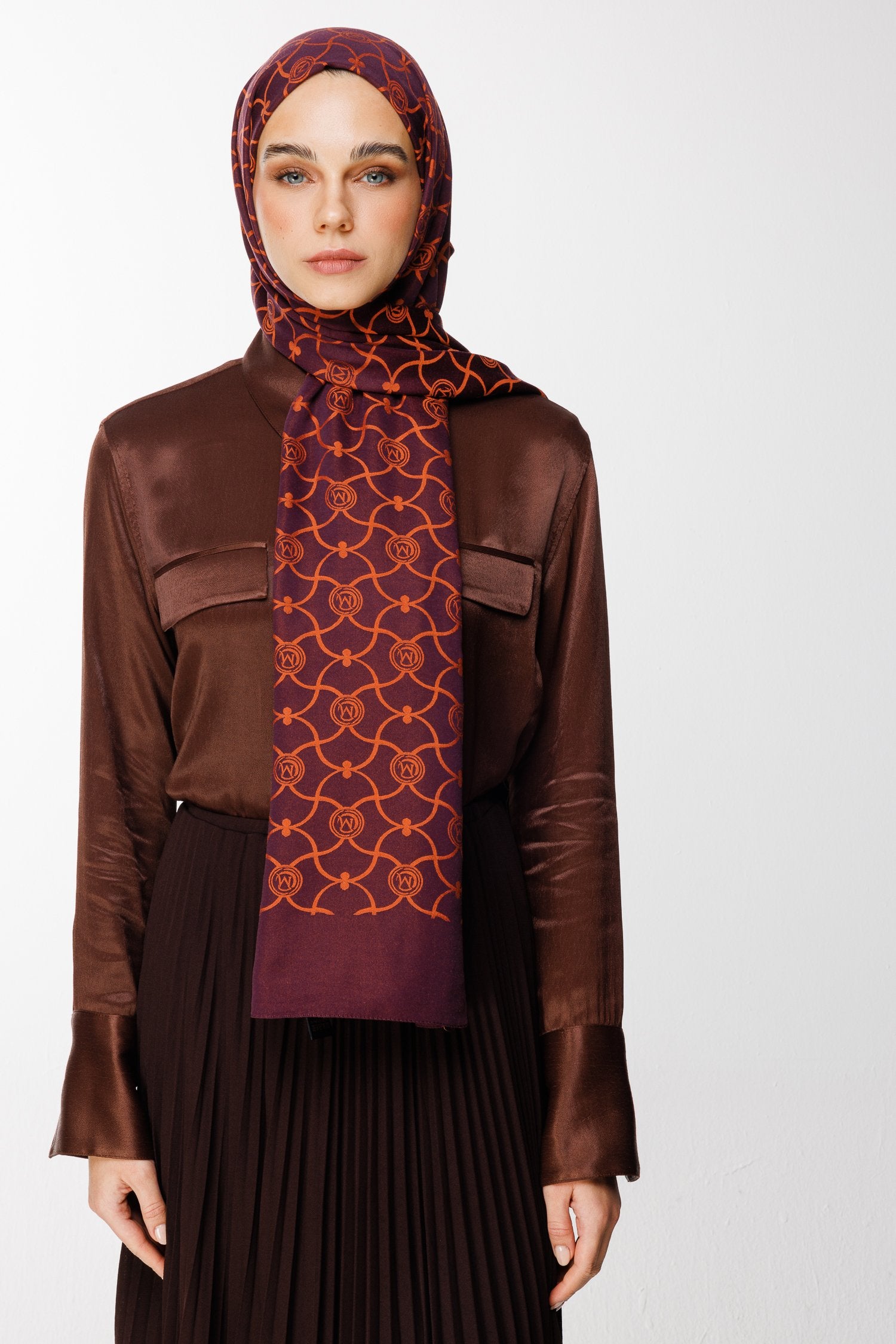 Purple-Orange Marrakech Pattern Double-Sided Shawl