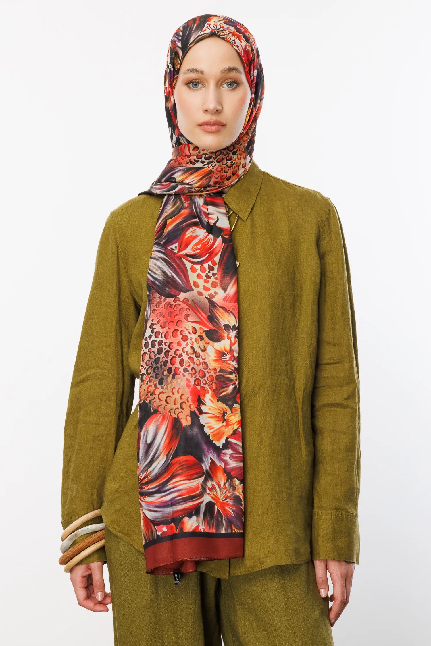 Burgundy Larin Pattern Cotton Shawl
