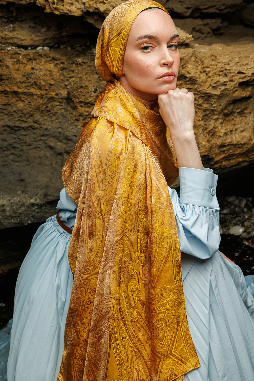 Gold Lisa Pattern Shawl