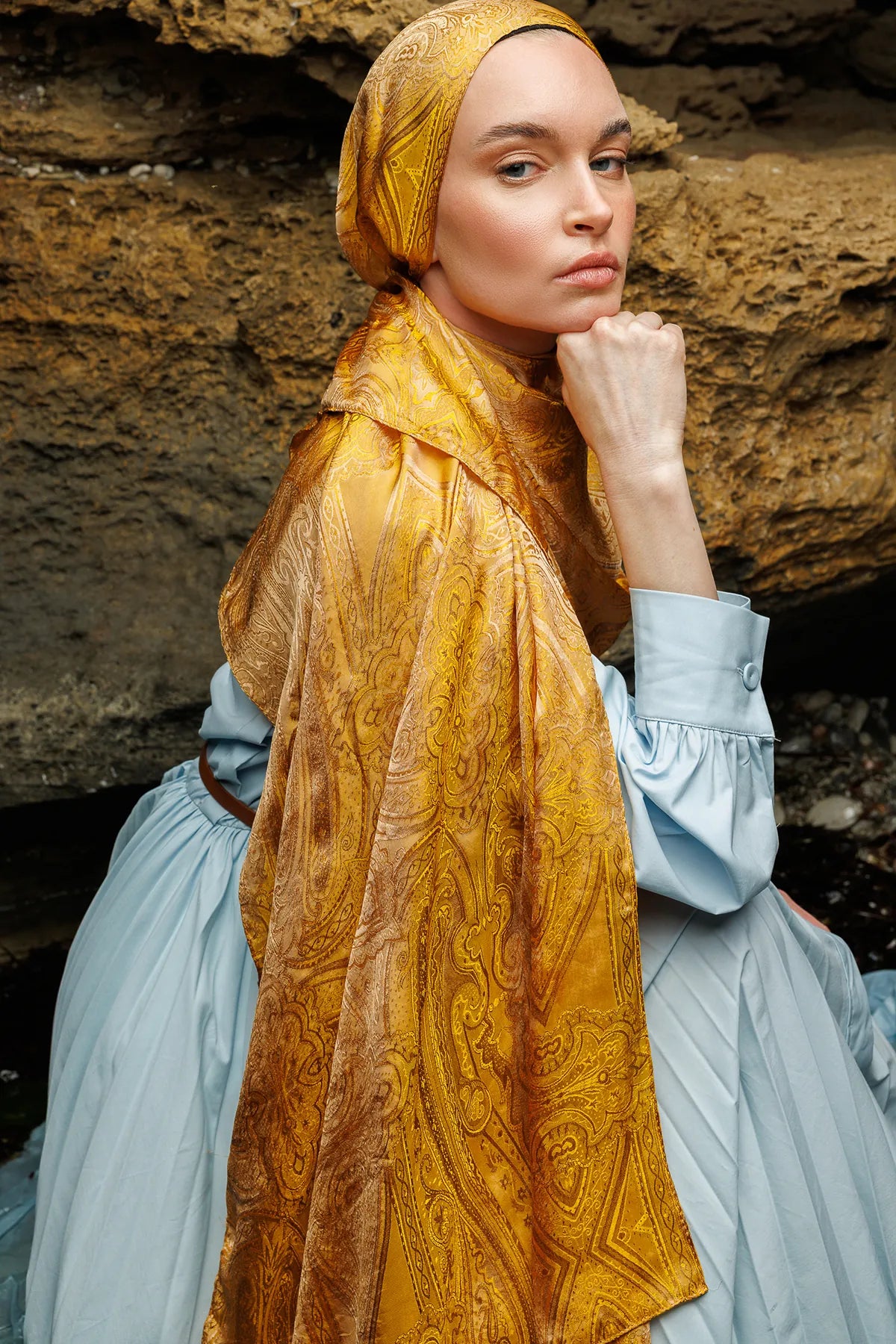 Gold Lisa Pattern Shawl