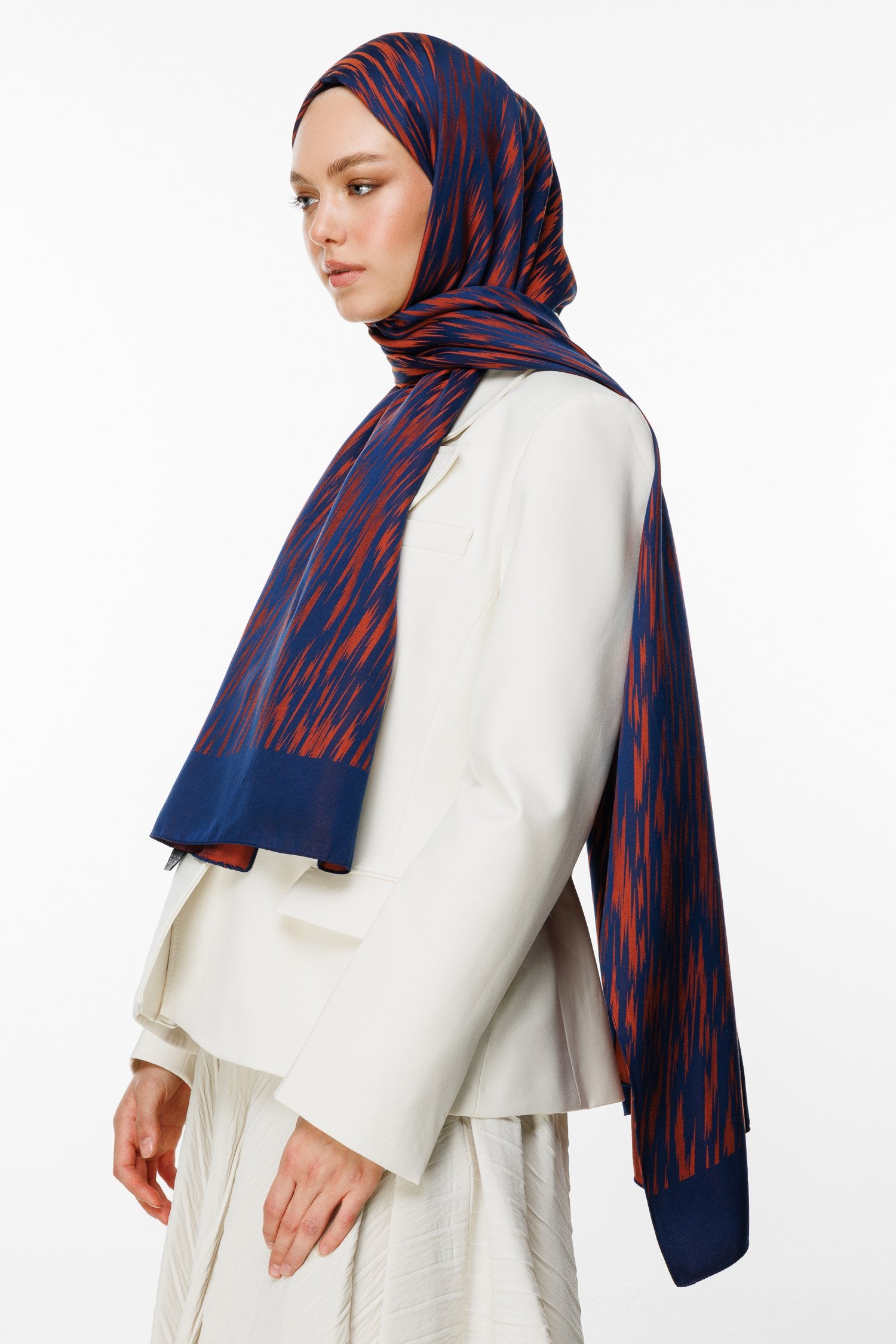 Navy Blue-Onion Skin Selis Pattern Double-Sided Shawl