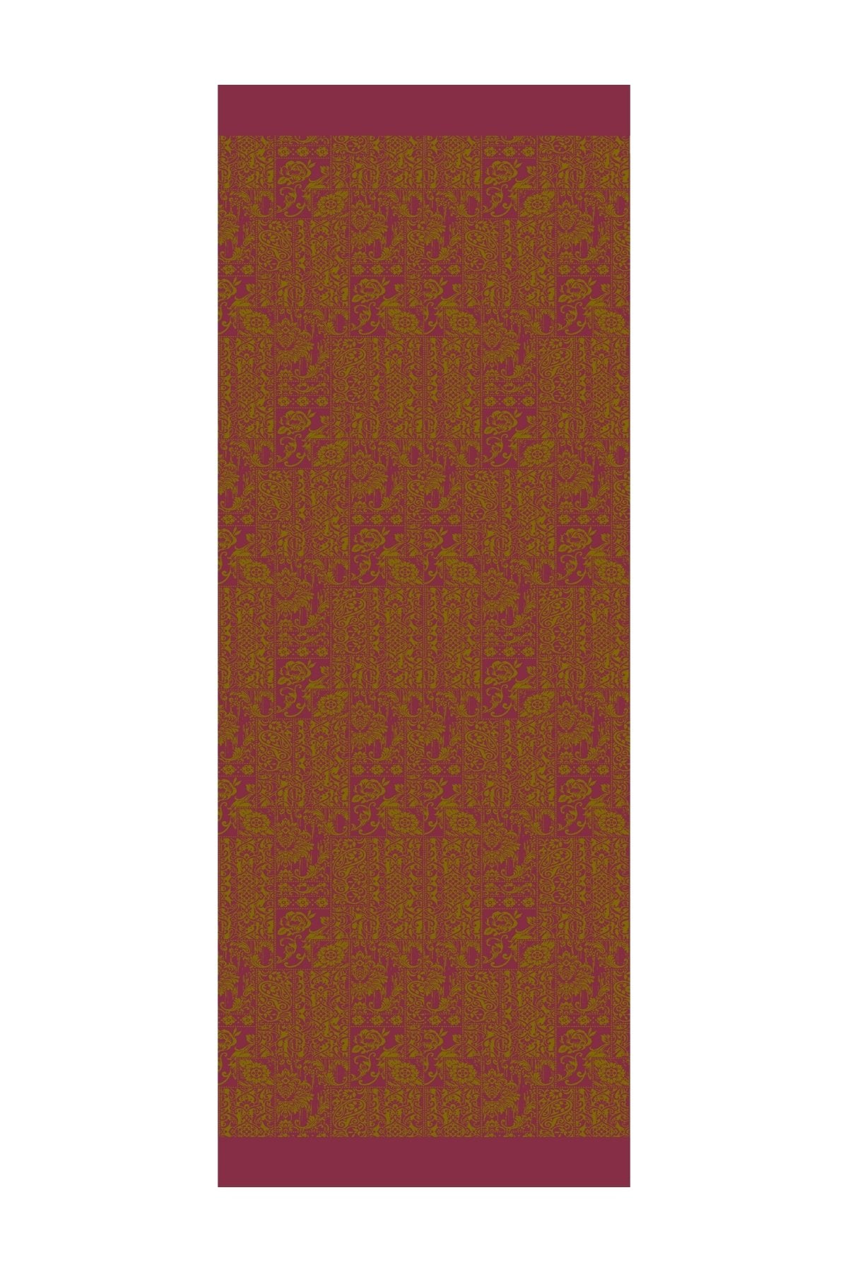 Oil Green-Plum Henna Pattern Double-Sided Shawl