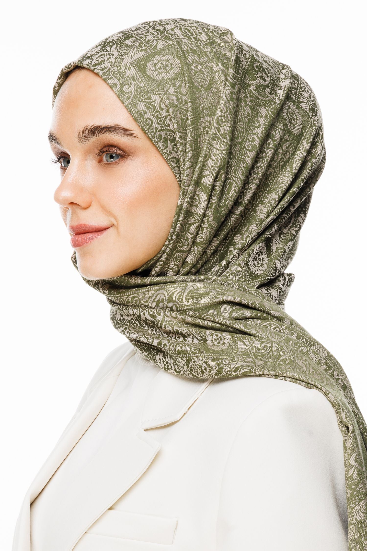 Khaki-Salmon Henna Pattern Double-Sided Shawl