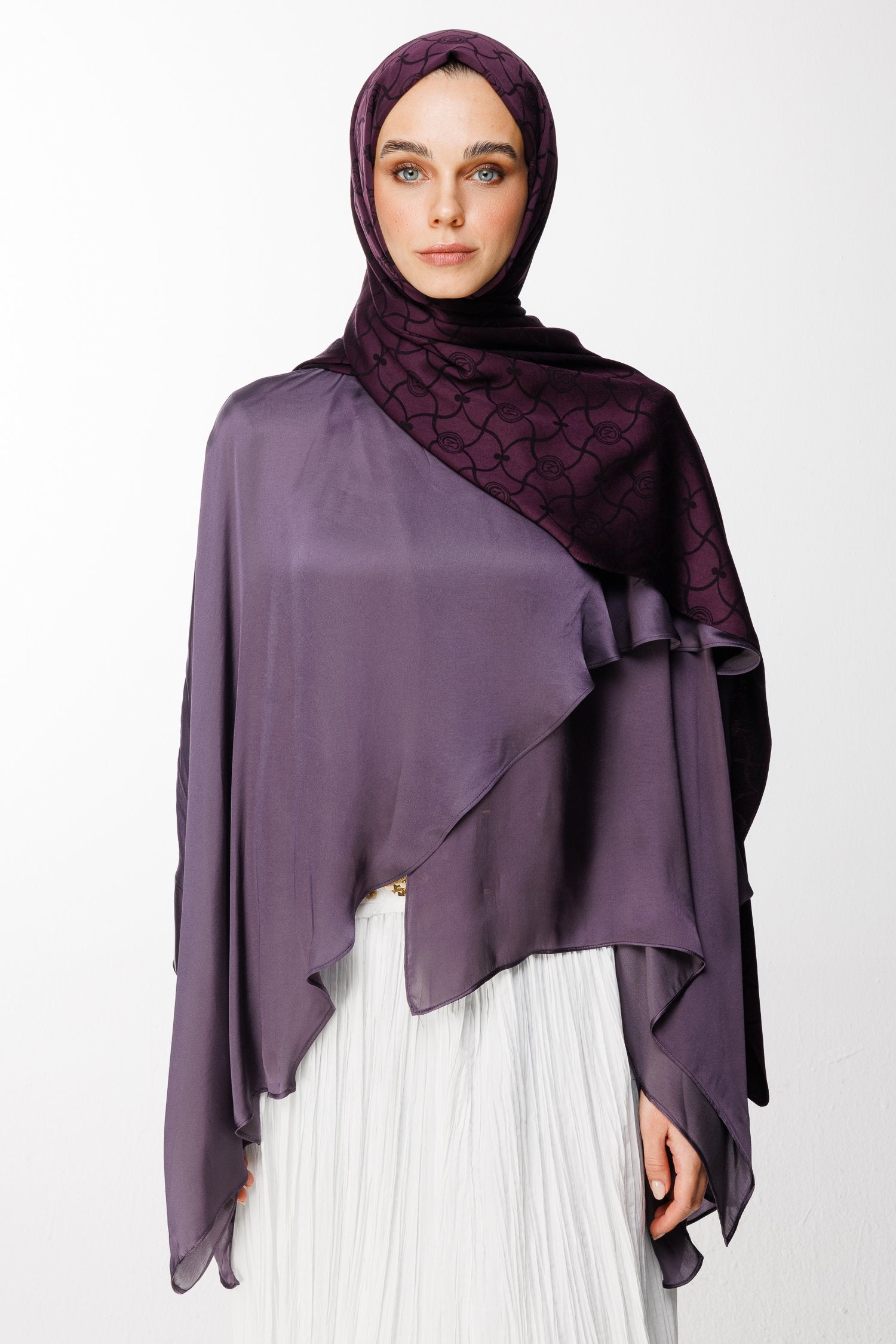 Purple-Black Marrakech Pattern Double-Sided Shawl