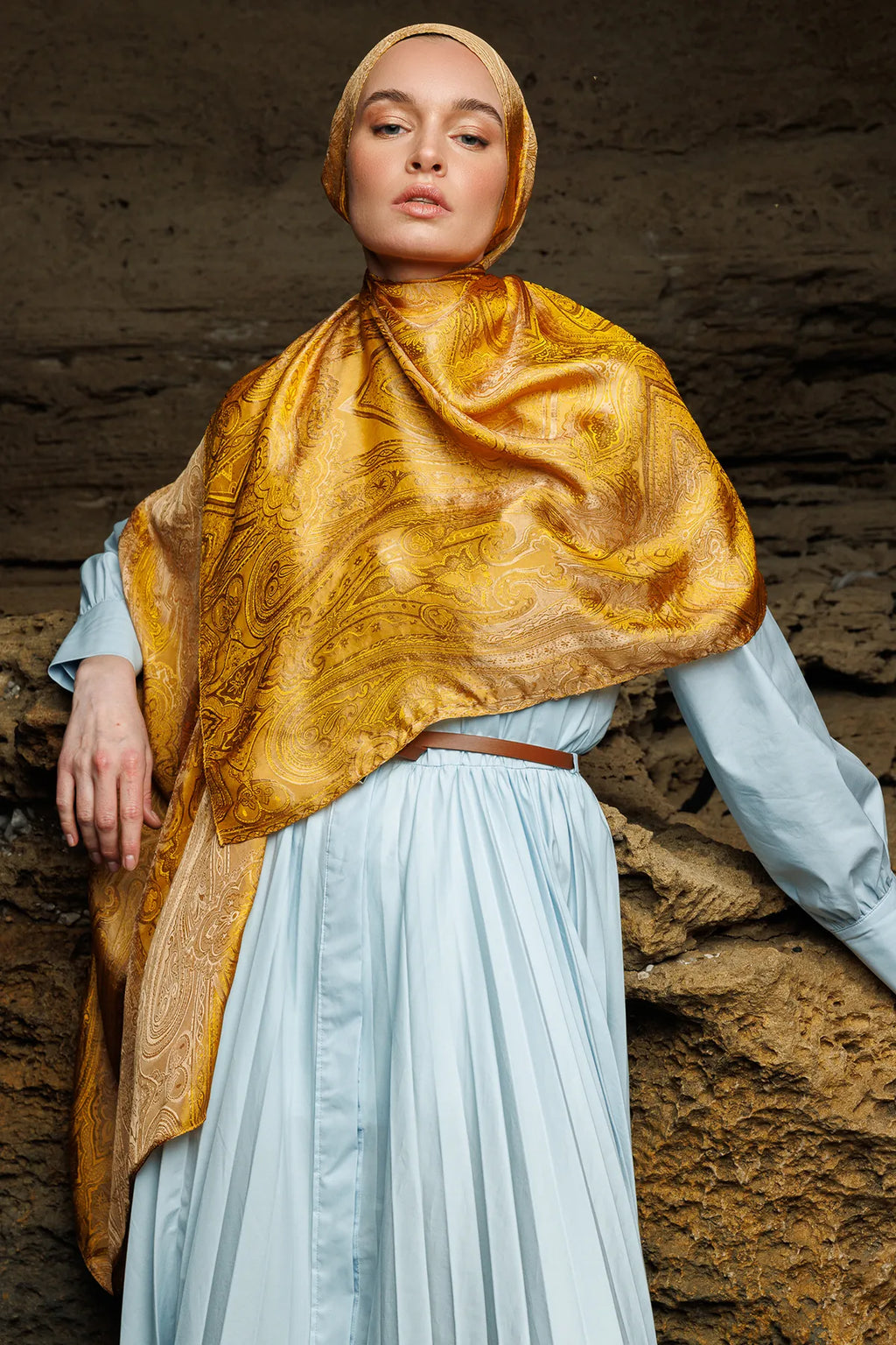 Gold Lisa Pattern Shawl
