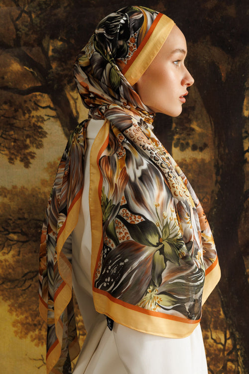 Apricot Larin Pattern Cotton Shawl
