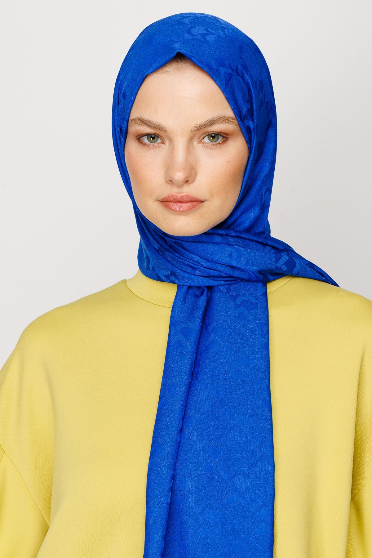 Saxony Blue MC Pattern Jacquard Shawl