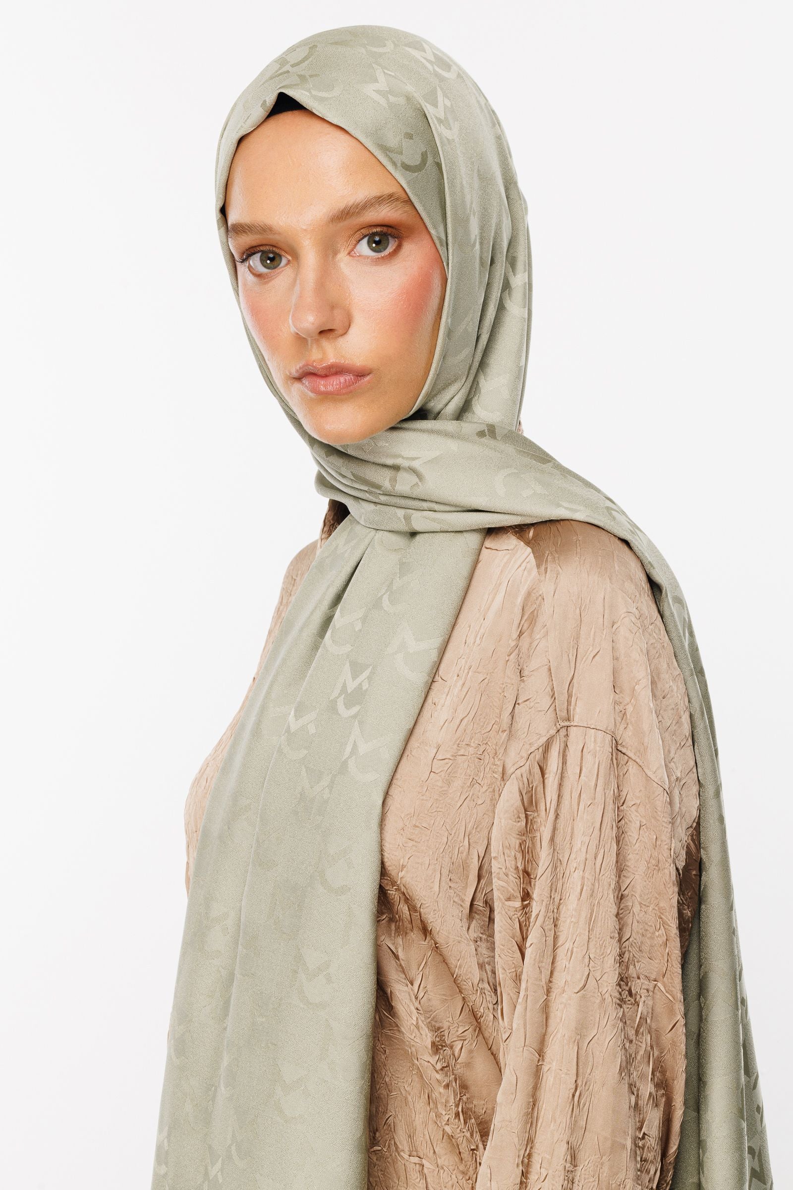 Sage MC Pattern Jacquard Shawl