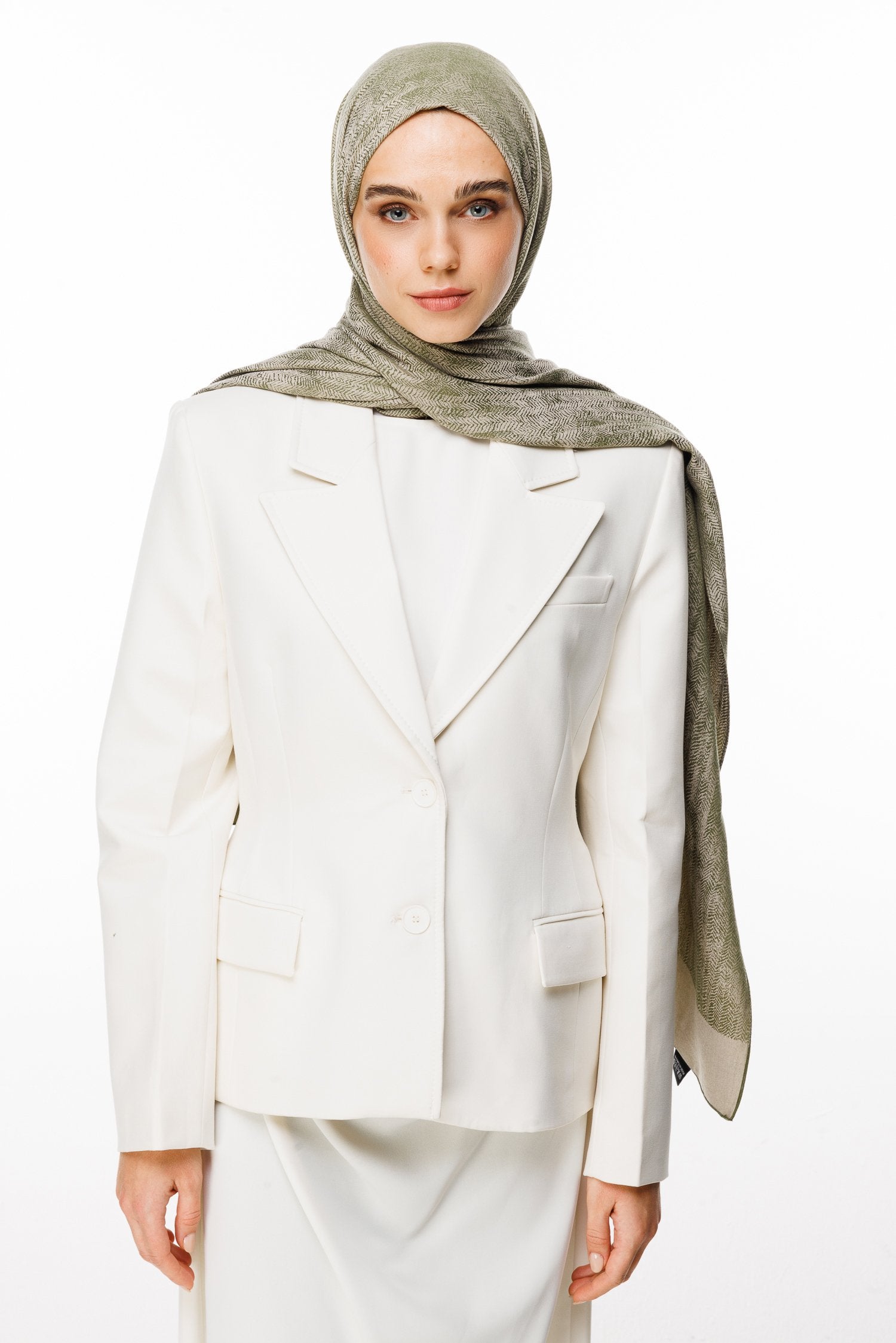 Khaki-Salmon Sahra Pattern Double-Sided Shawl