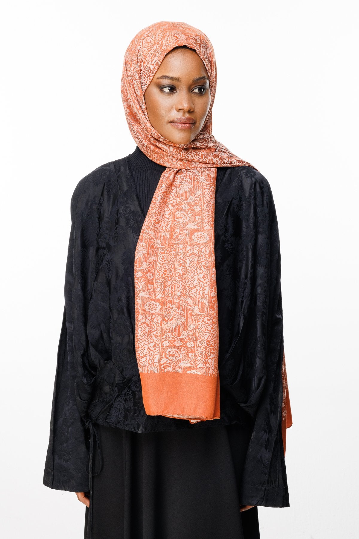 Mink-Cinnamon Henna Pattern Double-Sided Shawl