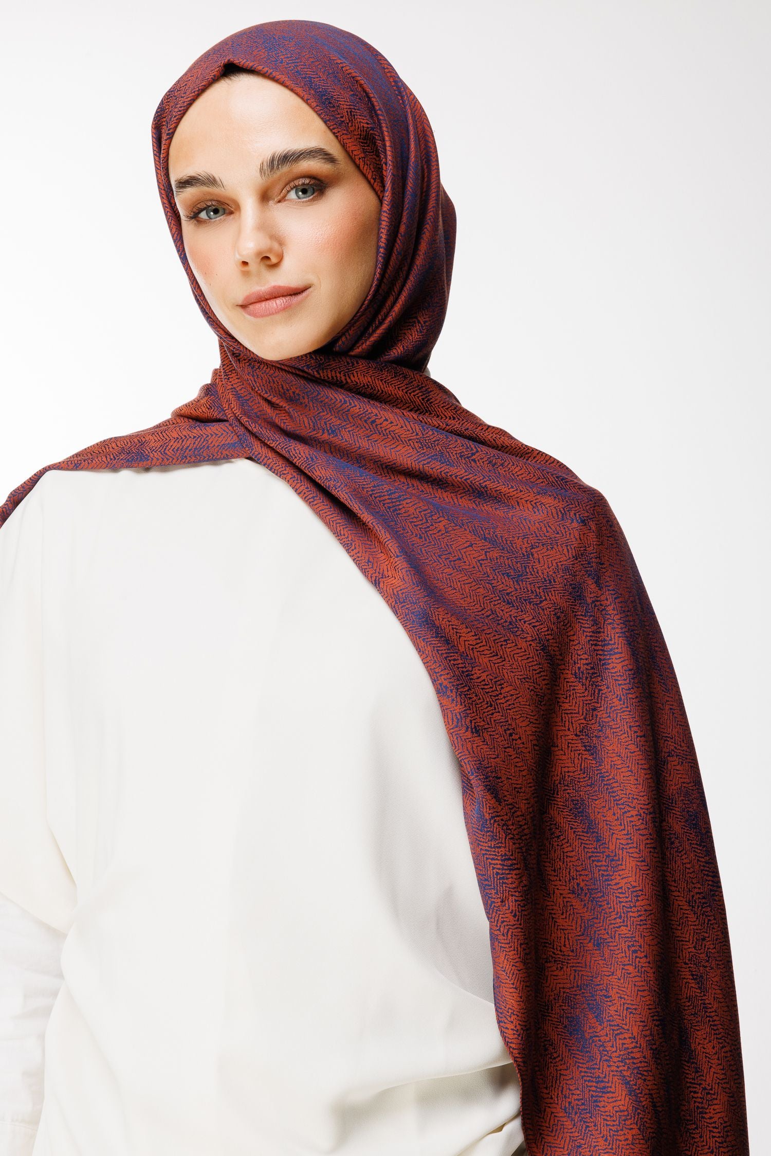 Navy Blue-Onion Skin Sahra Pattern Double-Sided Shawl
