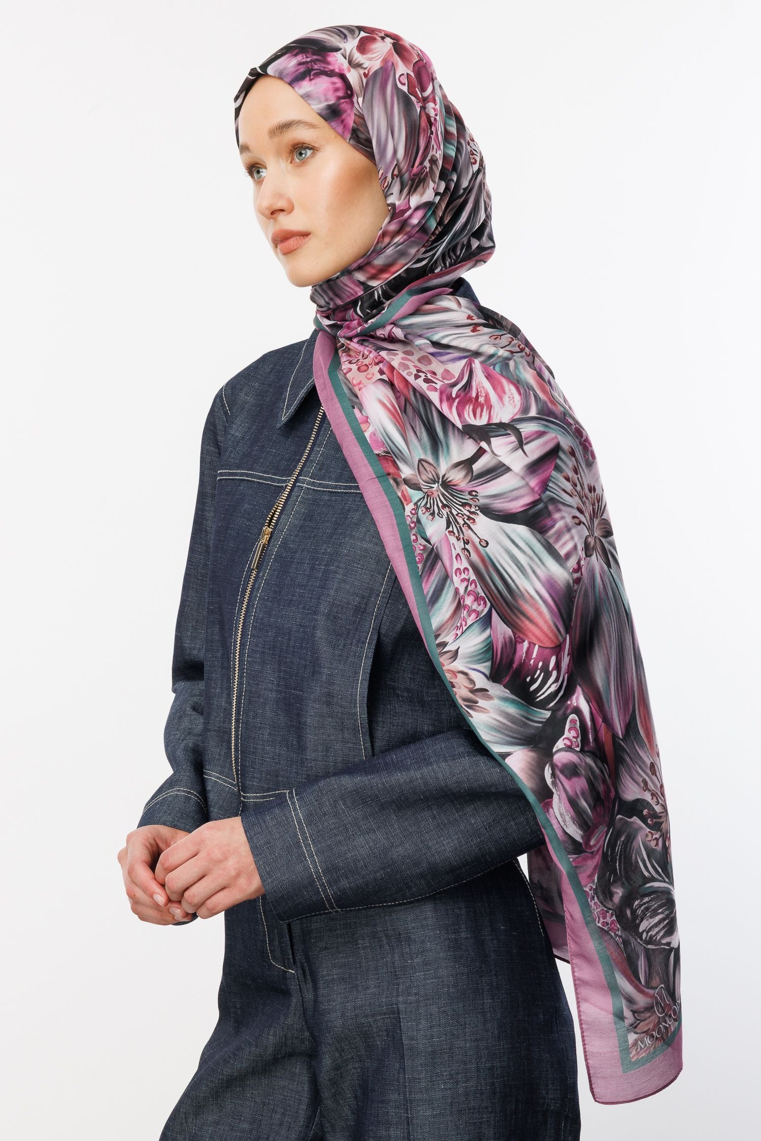 Lilac Larin Pattern Cotton Shawl