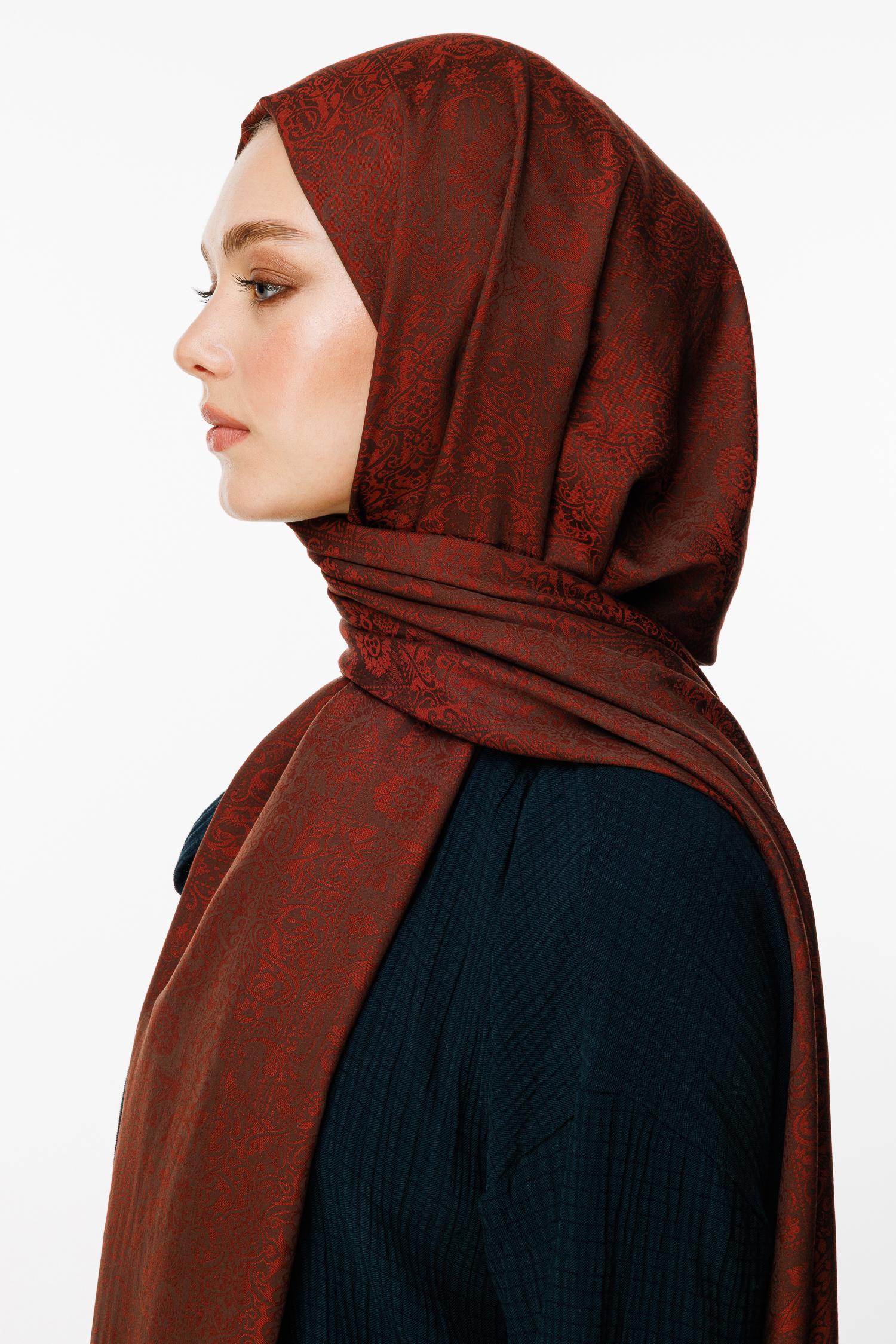 Bitter Brown-Coffee Henna Pattern Double-Sided Shawl