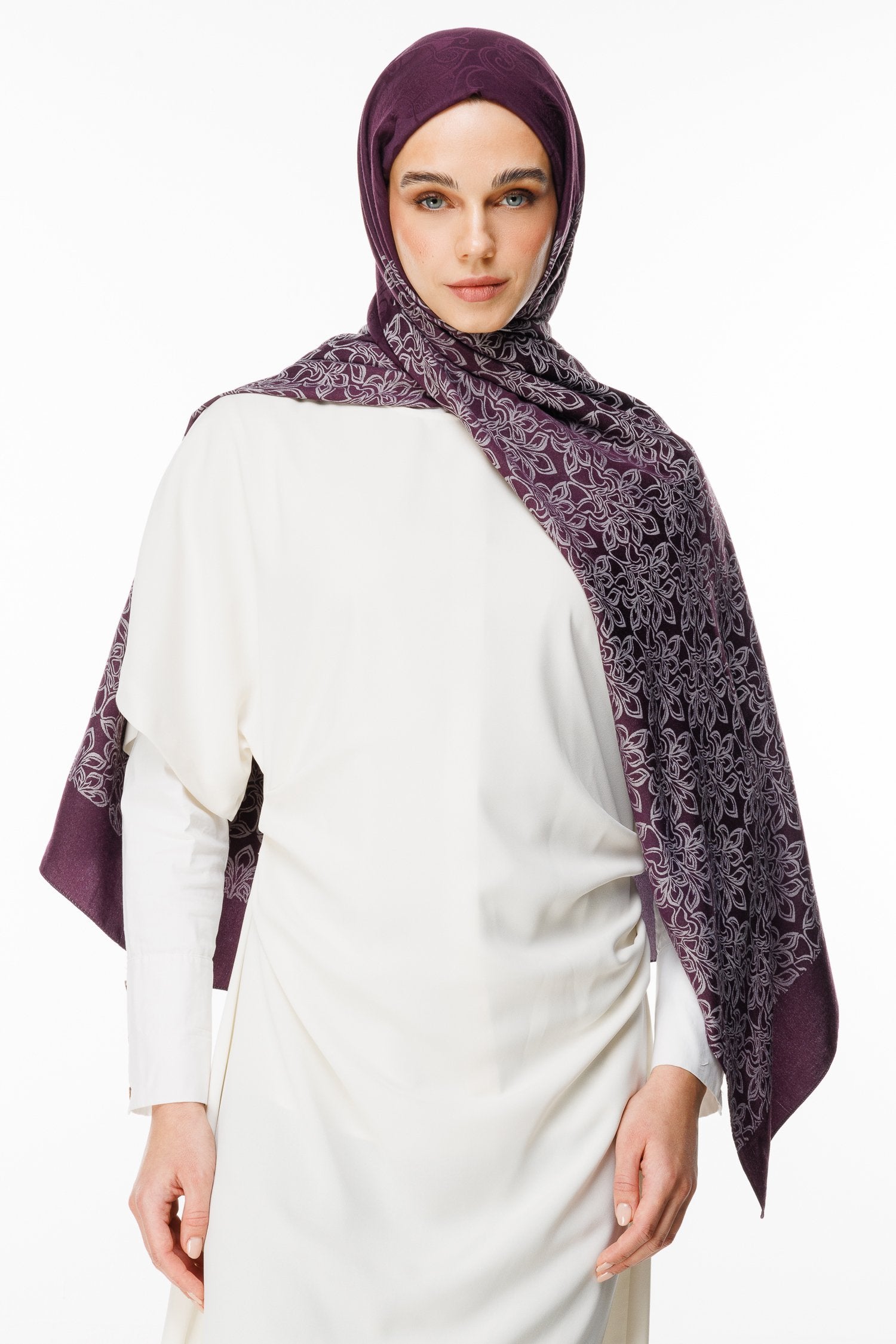 Purple-Gray Nora Pattern Double-Sided Shawl